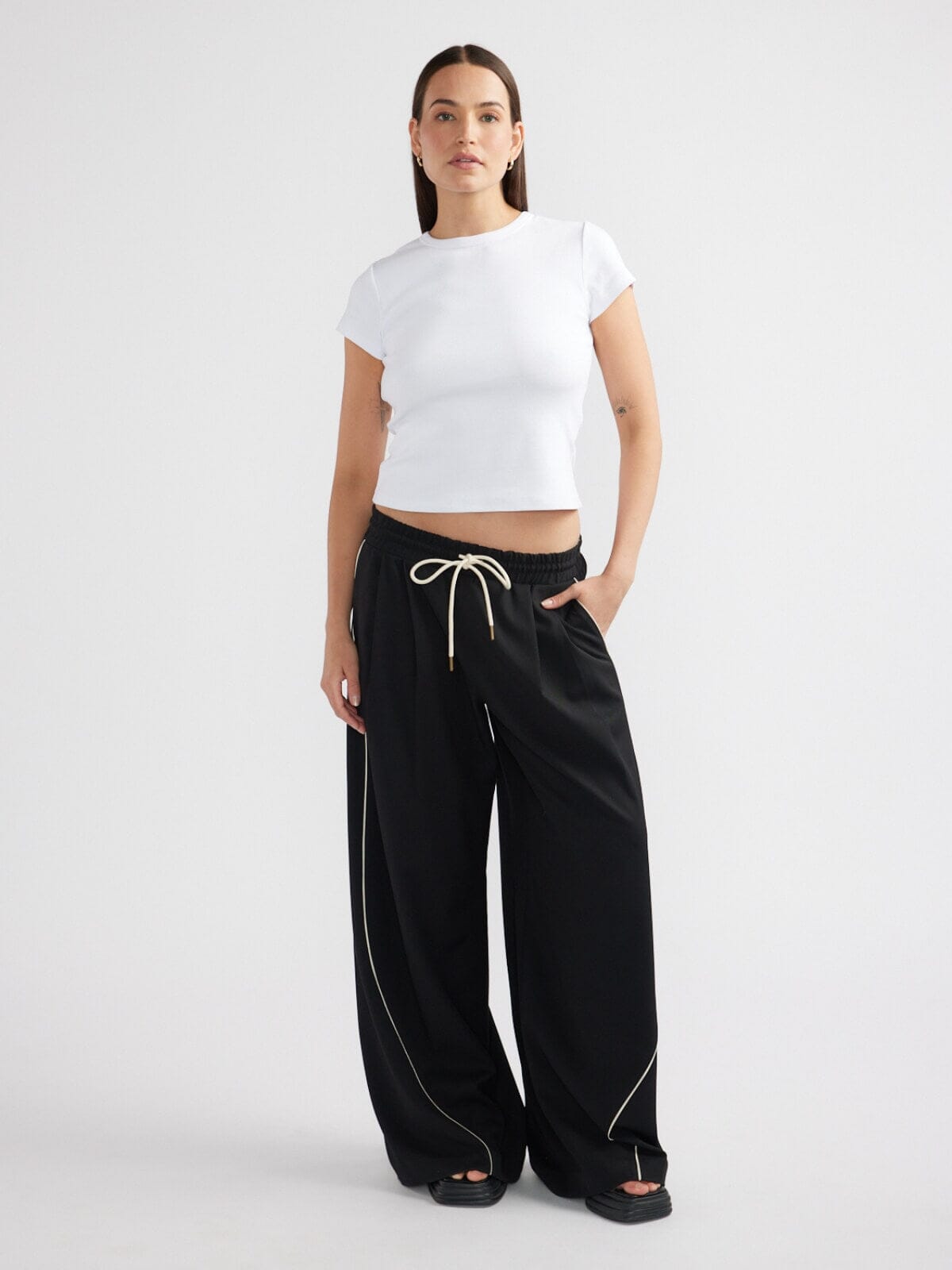 Bowie Wide Leg Pant - Black Pants Ena Pelly 