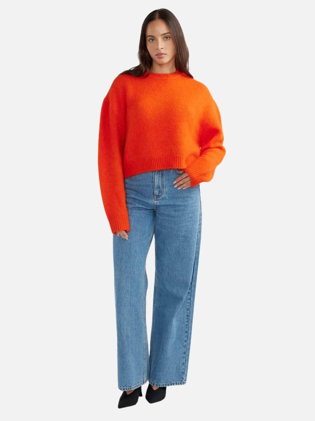 Ena Pelly | Nella Mohair Blend Knit - Tangerine | Perlu