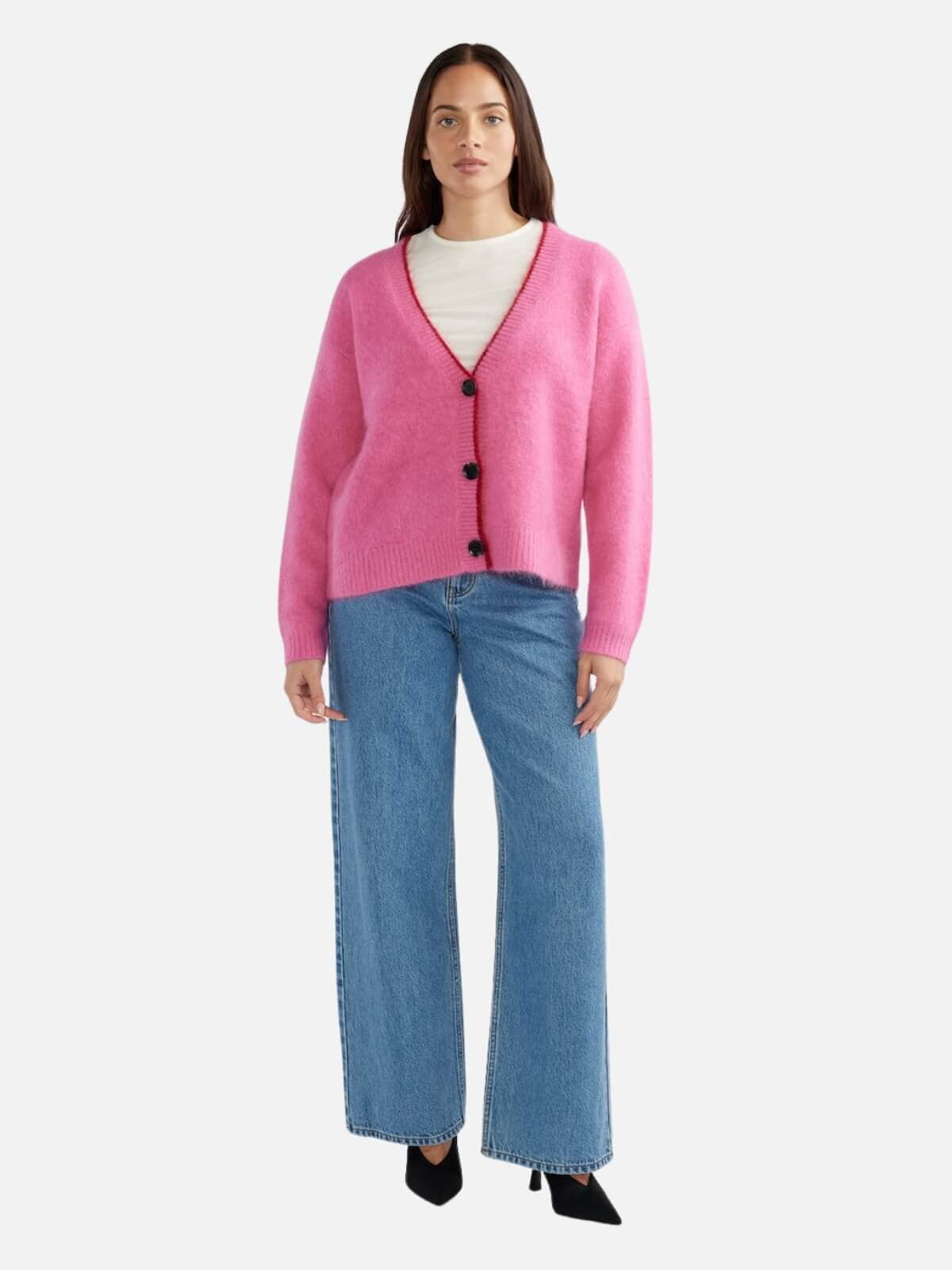 Ena Pelly | Noah Knit Cardigan - Pink Punch | Perlu