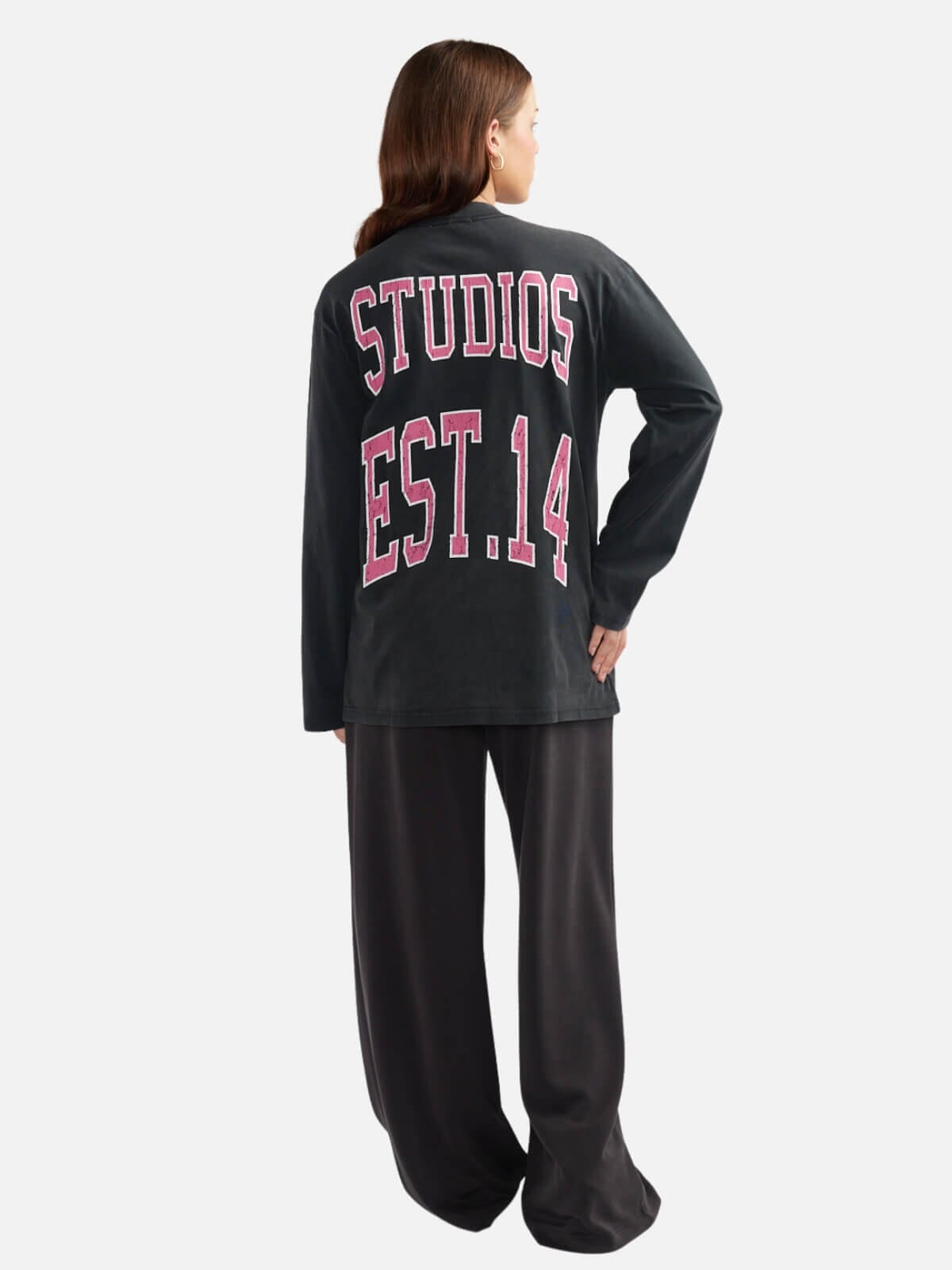 Ena Pelly | Pink Kara Long Sleeve Top - Vintage Black | Perlu