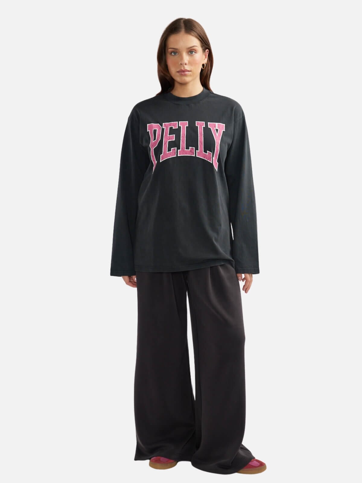Ena Pelly | Pink Kara Long Sleeve Top - Vintage Black | Perlu