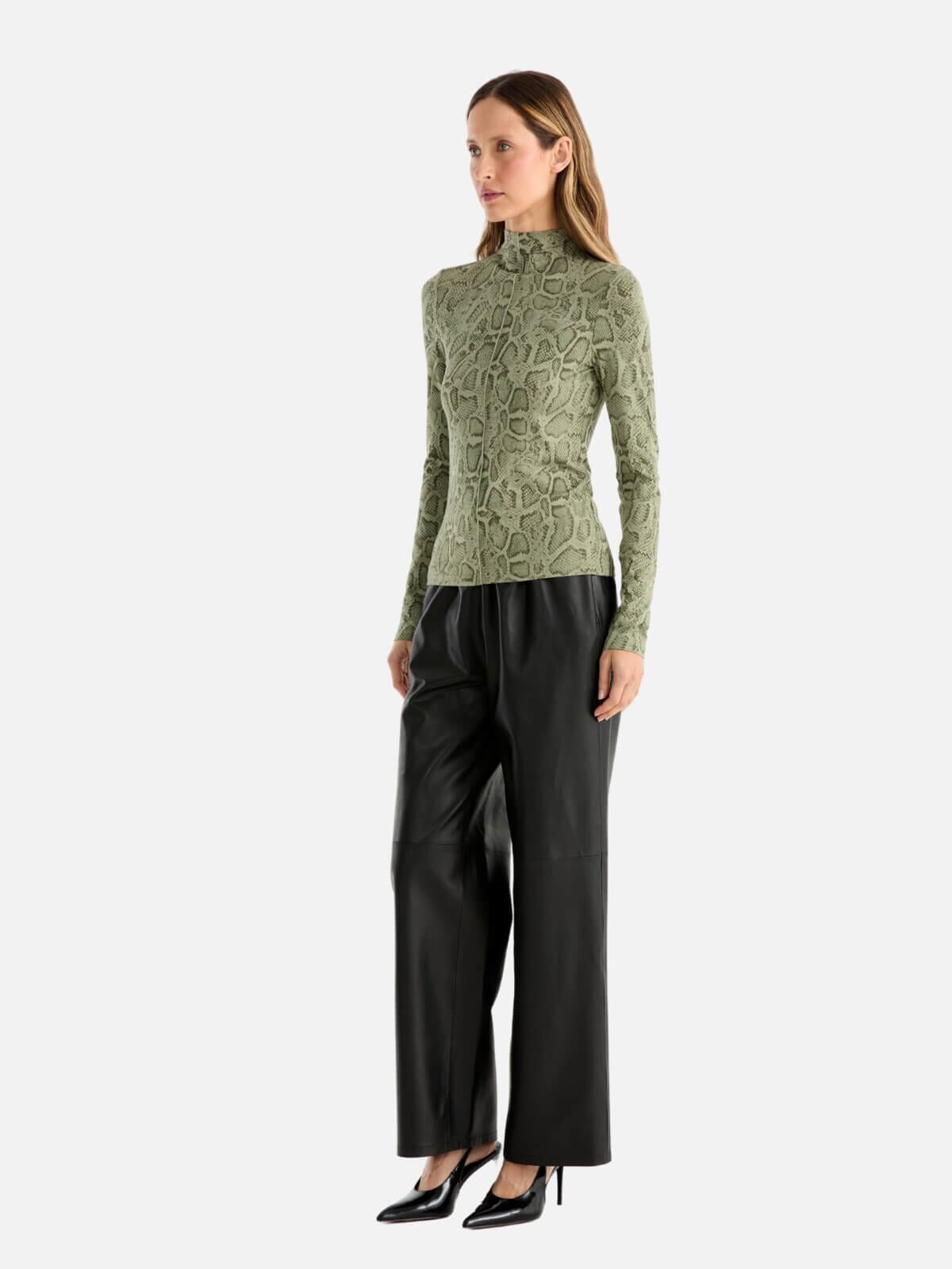 Sadie Long Sleeve Top - Green Snake Print Jumpers & Knitwear Ena Pelly 