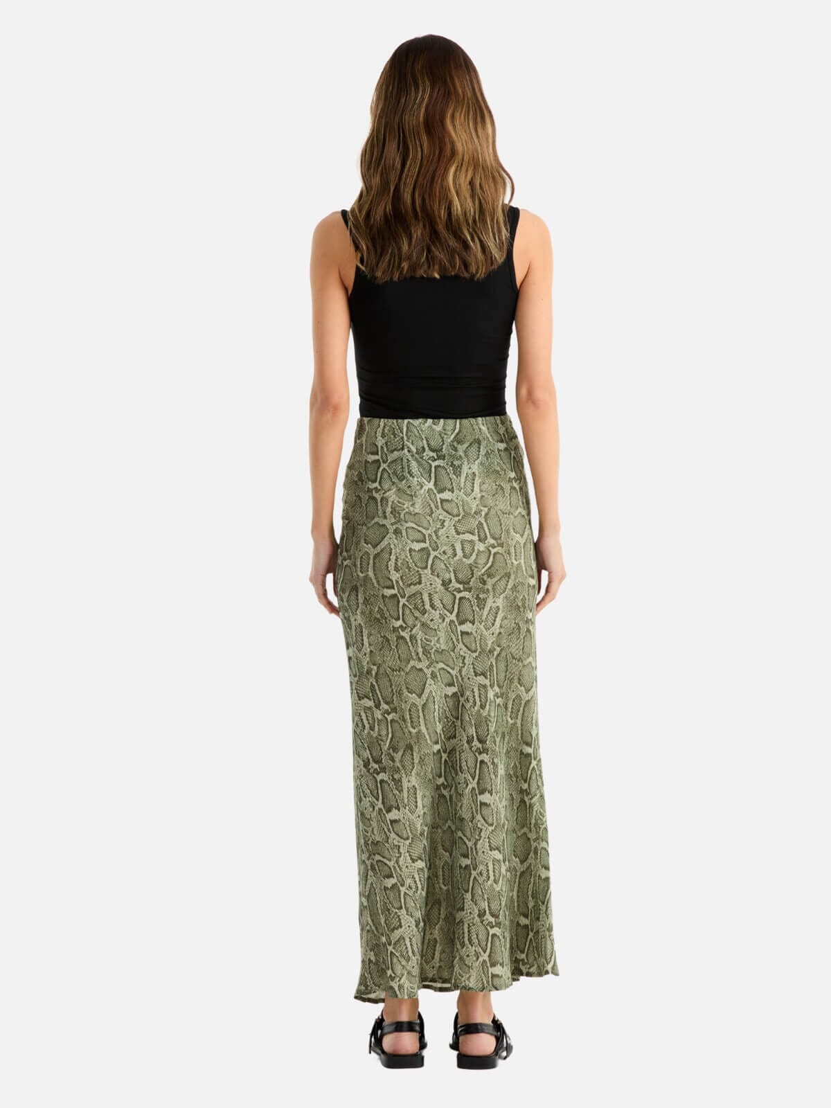 Ena Pelly | Sadie Maxi Skirt - Green Snake Print | Perlu