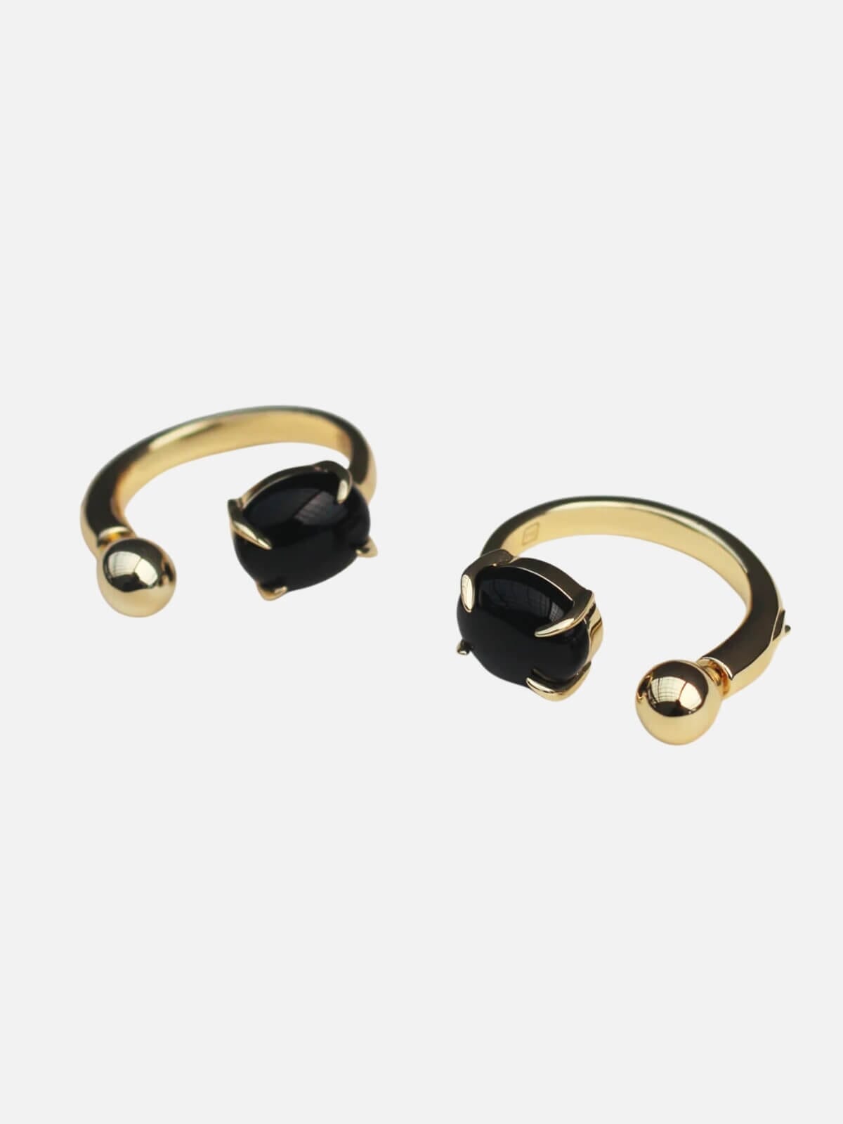 Accord Punk Earrings: Brass + 18K Gold Plating + Onyx Earrings F+H Jewellery 