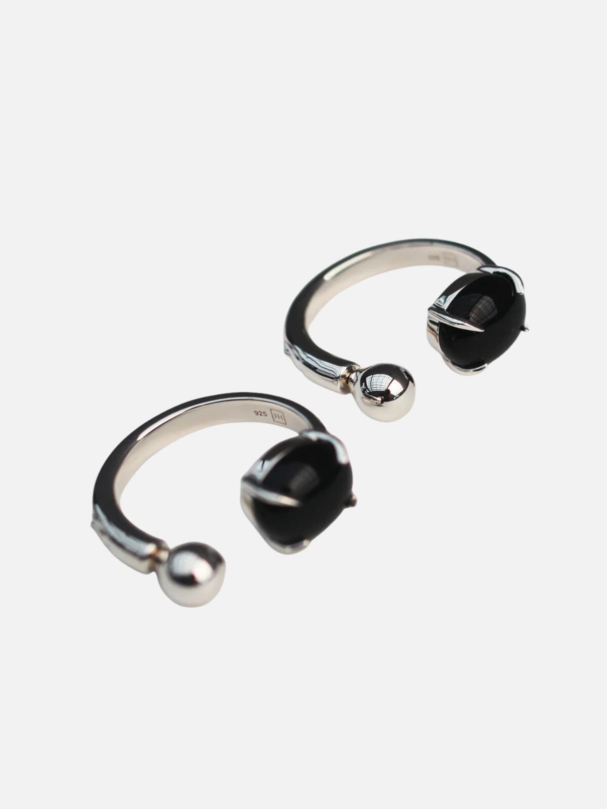 Accord Punk Earrings: Brass + Sterling Silver + Onyx Earrings F+H Jewellery 