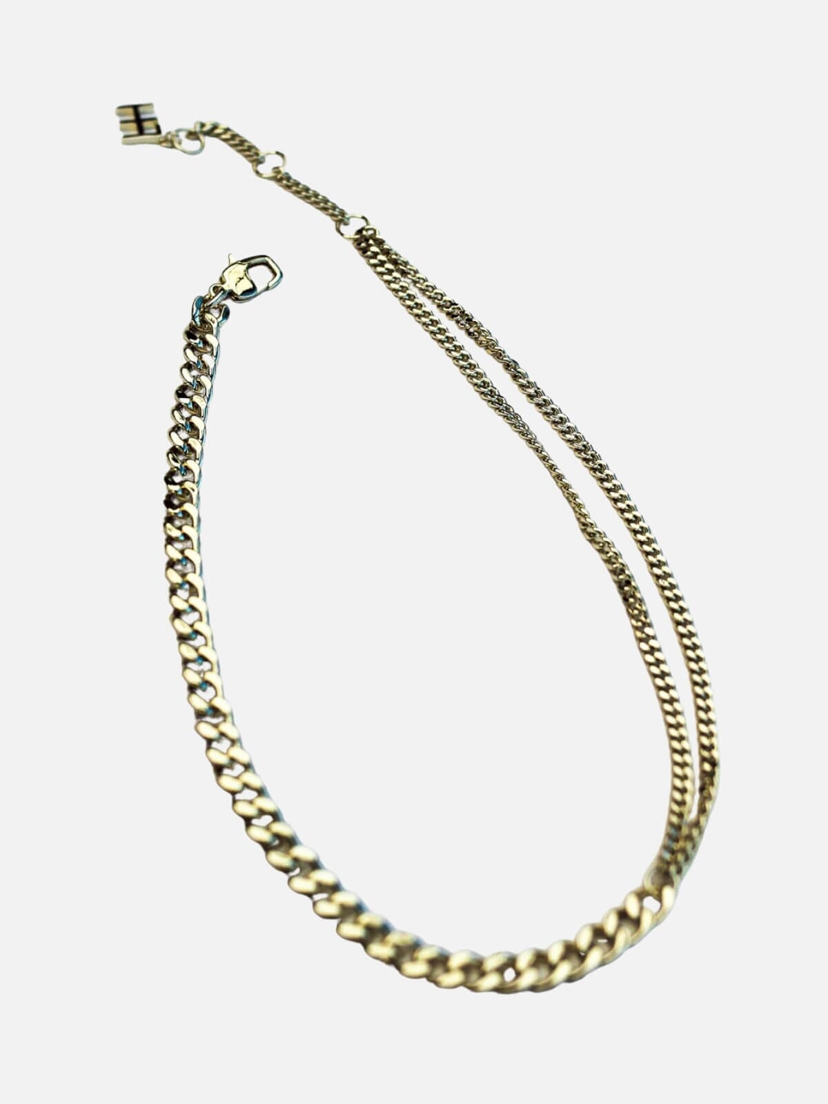 Amplify Double Curb Chain Choker: Brass + 18K Gold Necklaces F+H Jewellery 