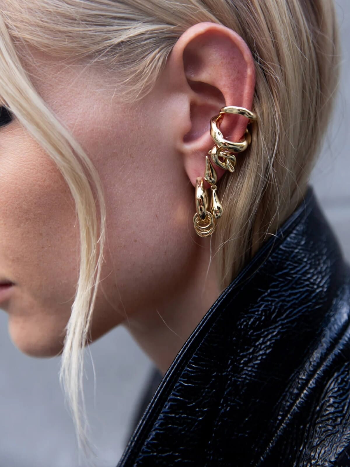 Double Droplet Studs: Brass + 18K Gold Plating Earrings F+H Jewellery 