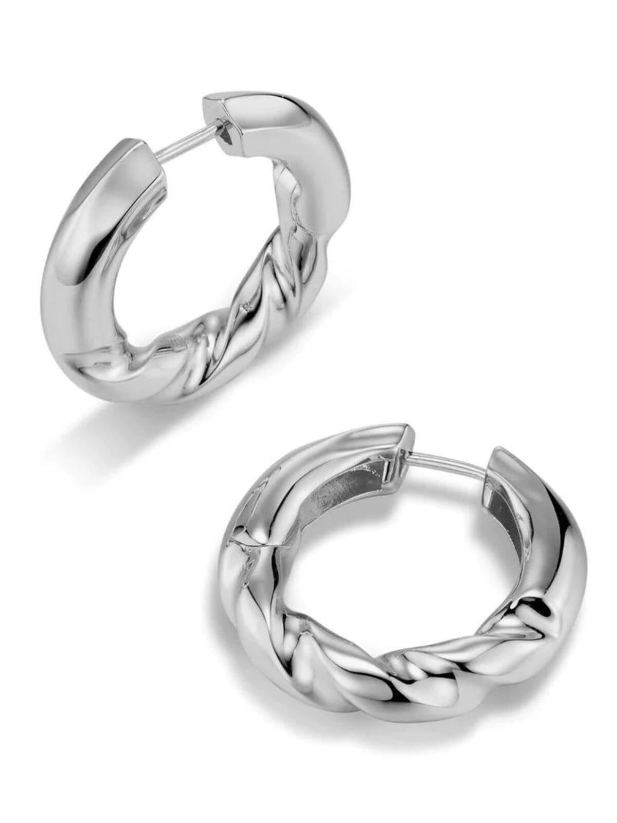 F + H | Drill Bit Hoop Earrings 25mm - Sterling Silver | Perlu