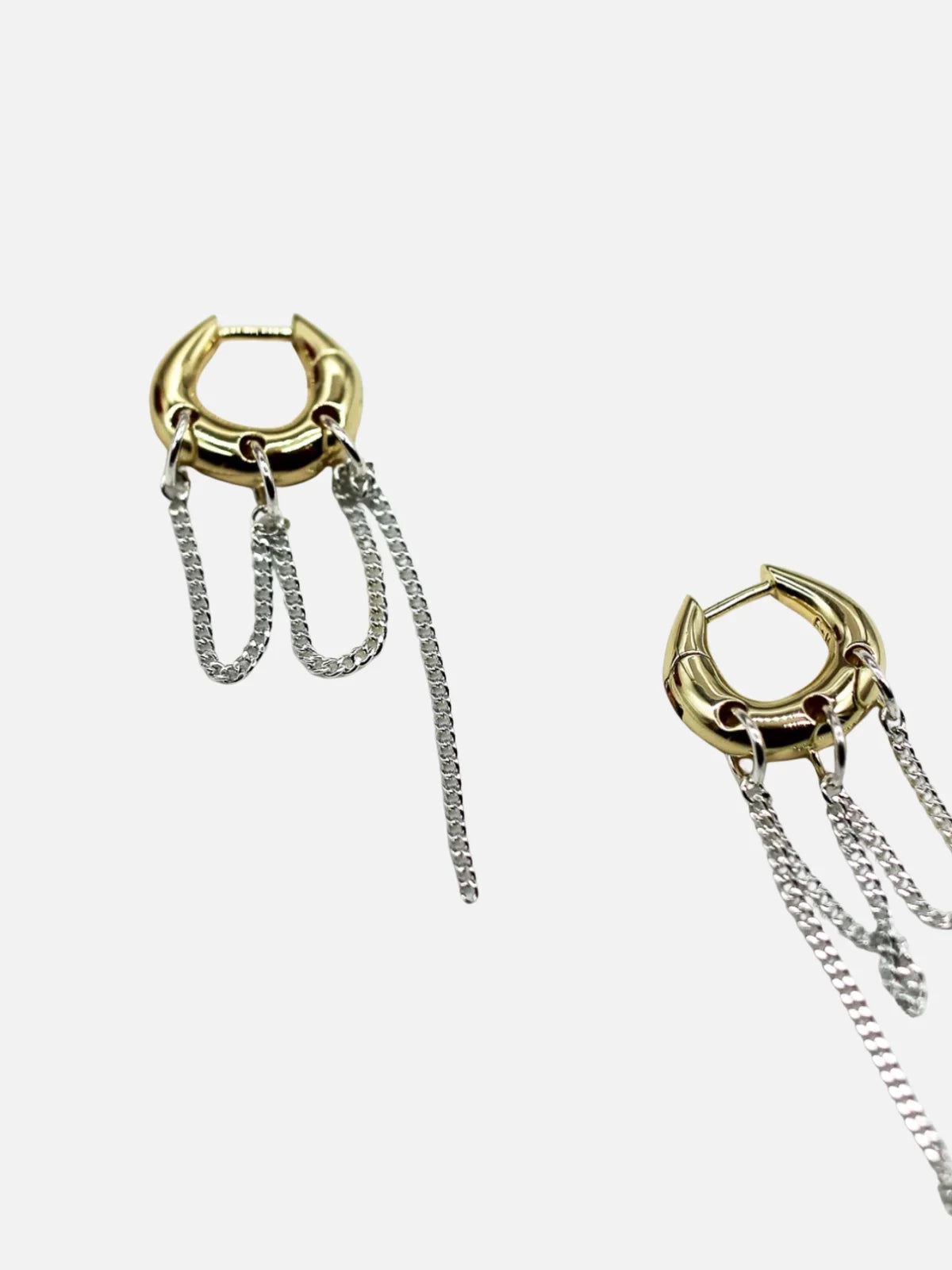 Dripping Chain Huggie Earrings - Mixed Metals