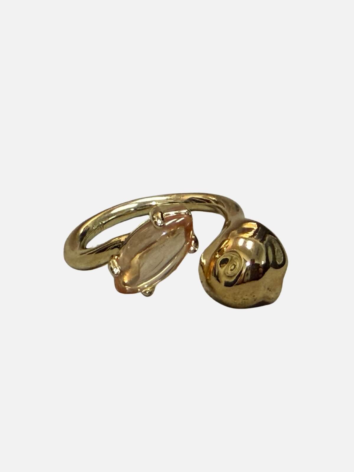 Eccentric Hammered Gemstone Ring: CZ Citrine