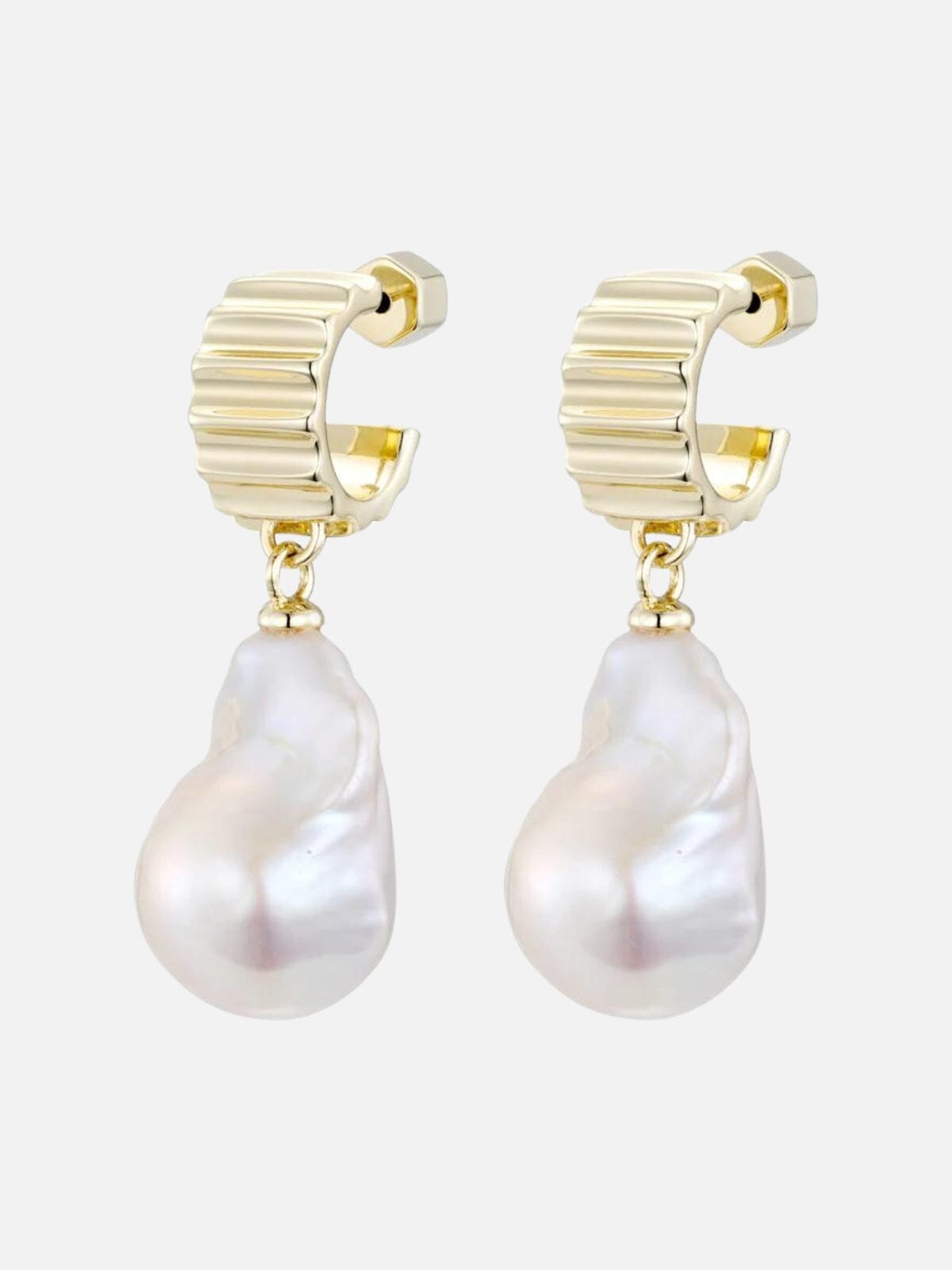 F+H | Equip Pearl Earrings: Brass + 18K Gold Plating | Perlu