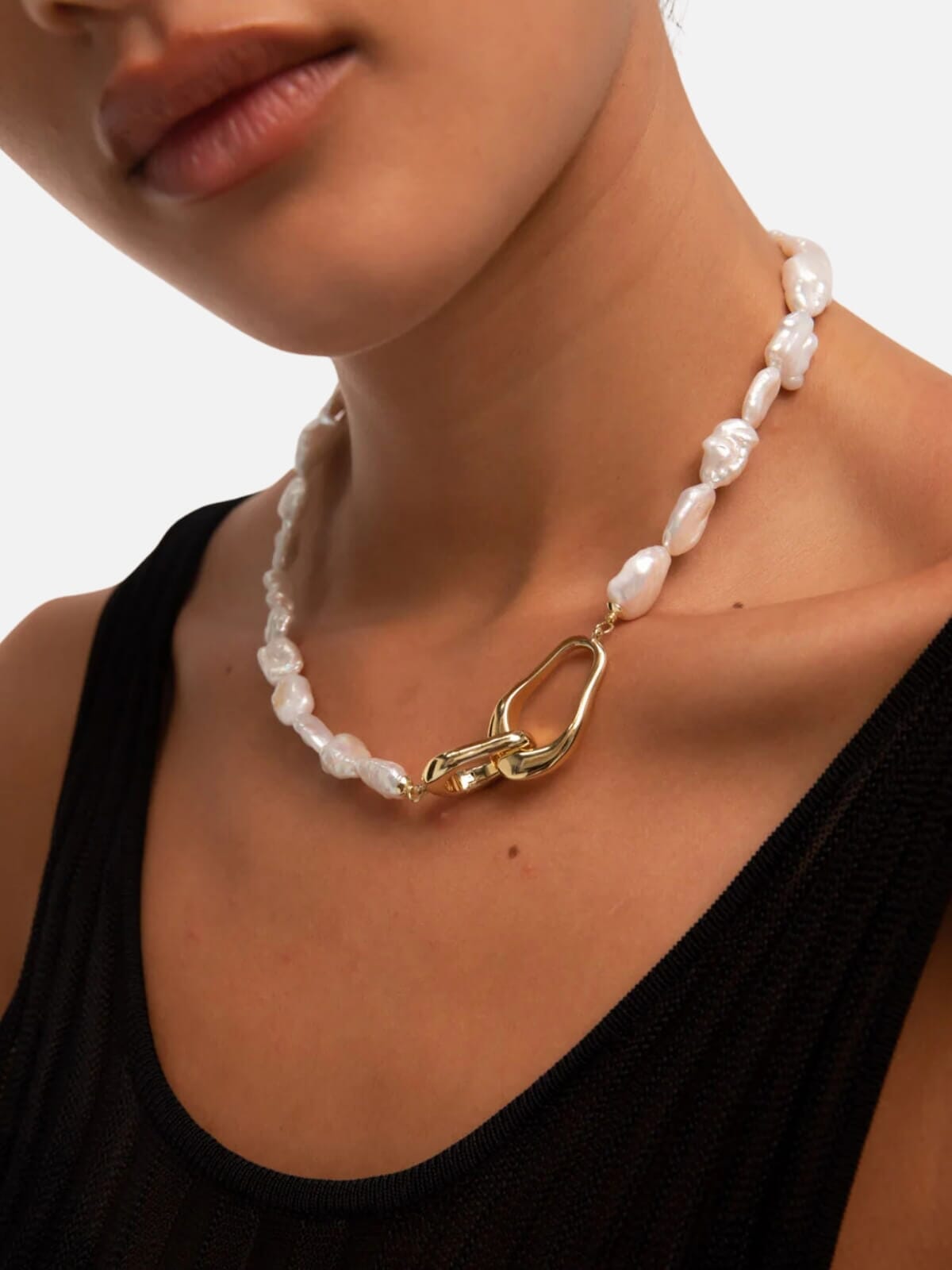 Foundation Pearl Necklace: Brass + 18K Gold Plating Necklaces F+H Jewellery 