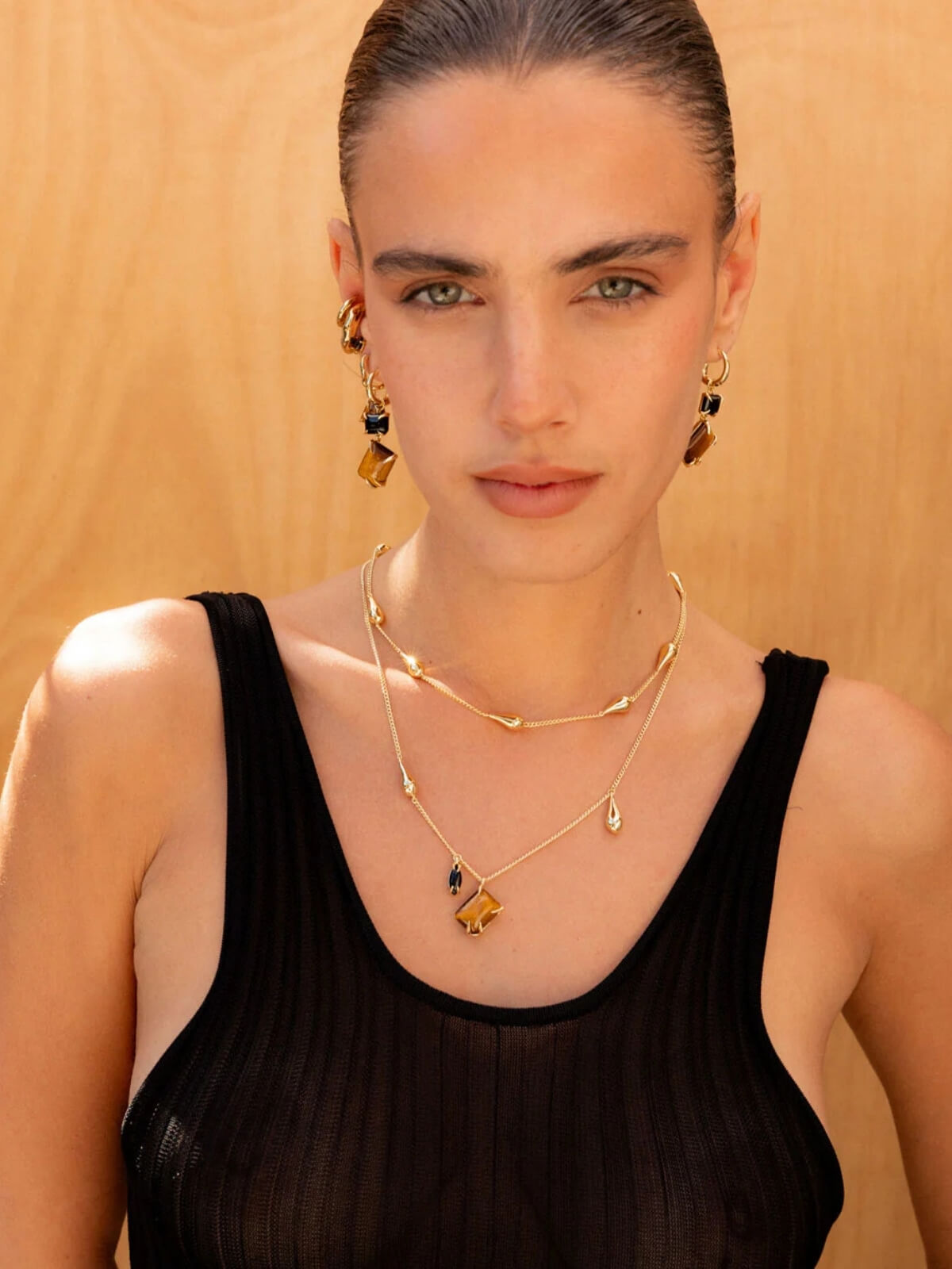 It's Complicated Gemstone Necklace: Tiger's Eye + Onyx