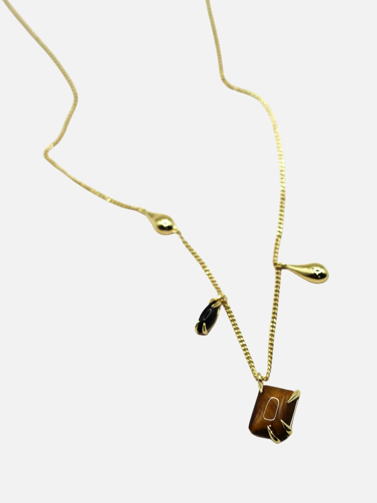 It's Complicated Gemstone Necklace: Tiger's Eye + Onyx