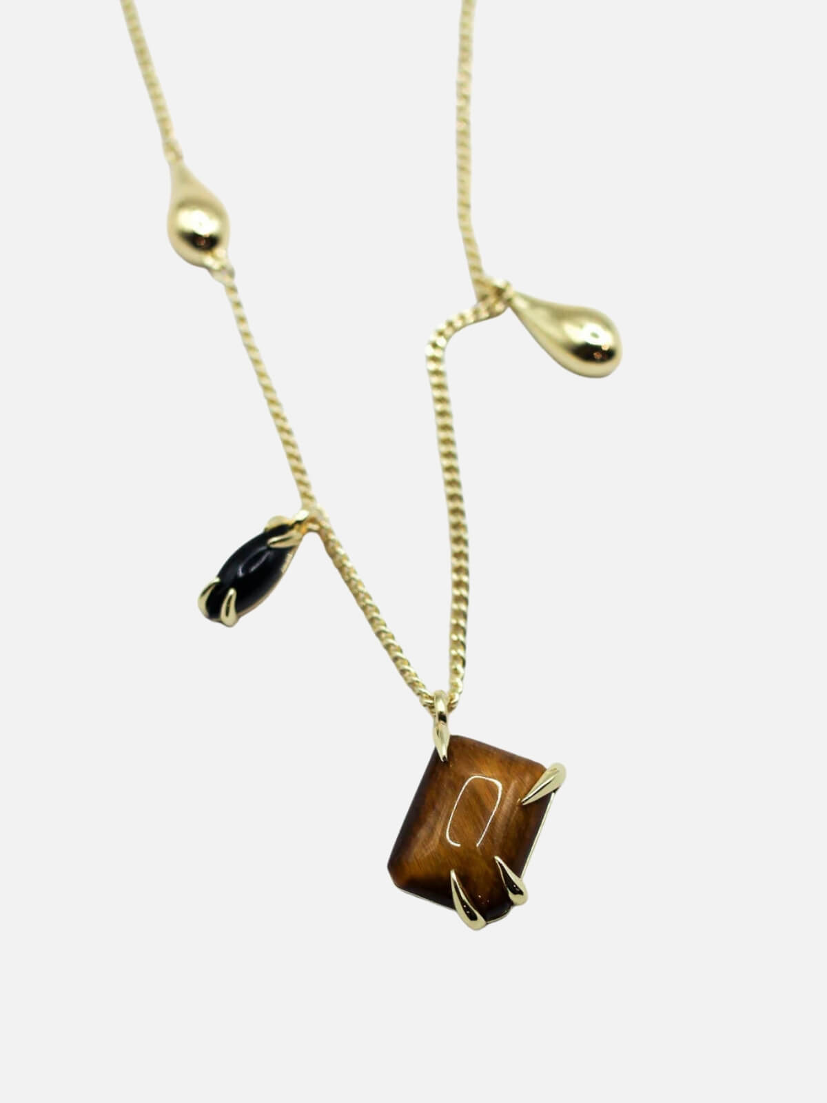 It's Complicated Gemstone Necklace: Tiger's Eye + Onyx