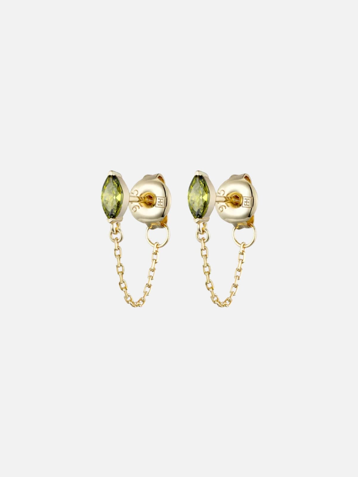 F+H | Marquise Chain Studs: Silver + 18K Gold Plating + Peridot | Perlu