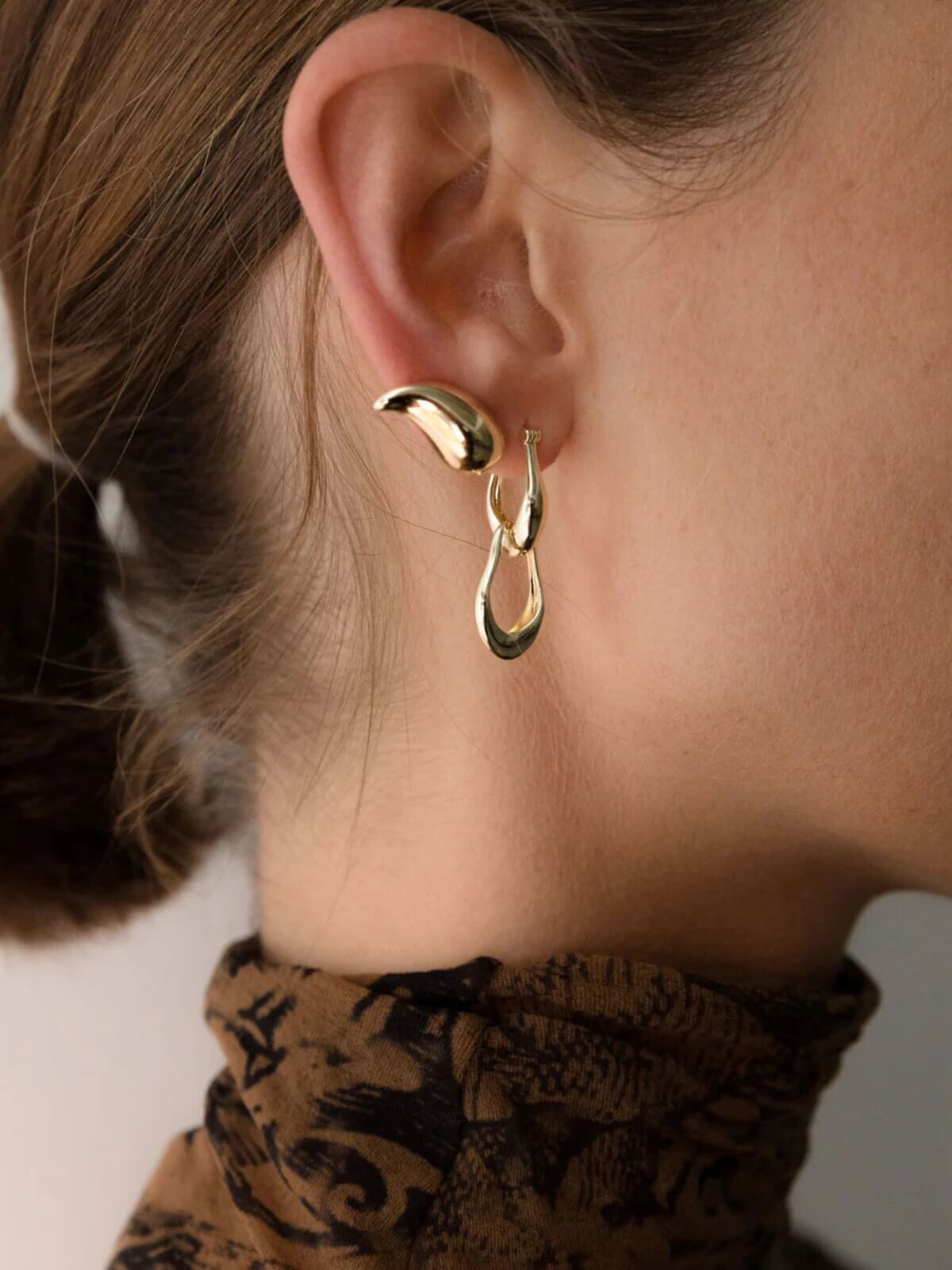 Mini Organic Link Earrings: Brass + 18K Gold Plating
