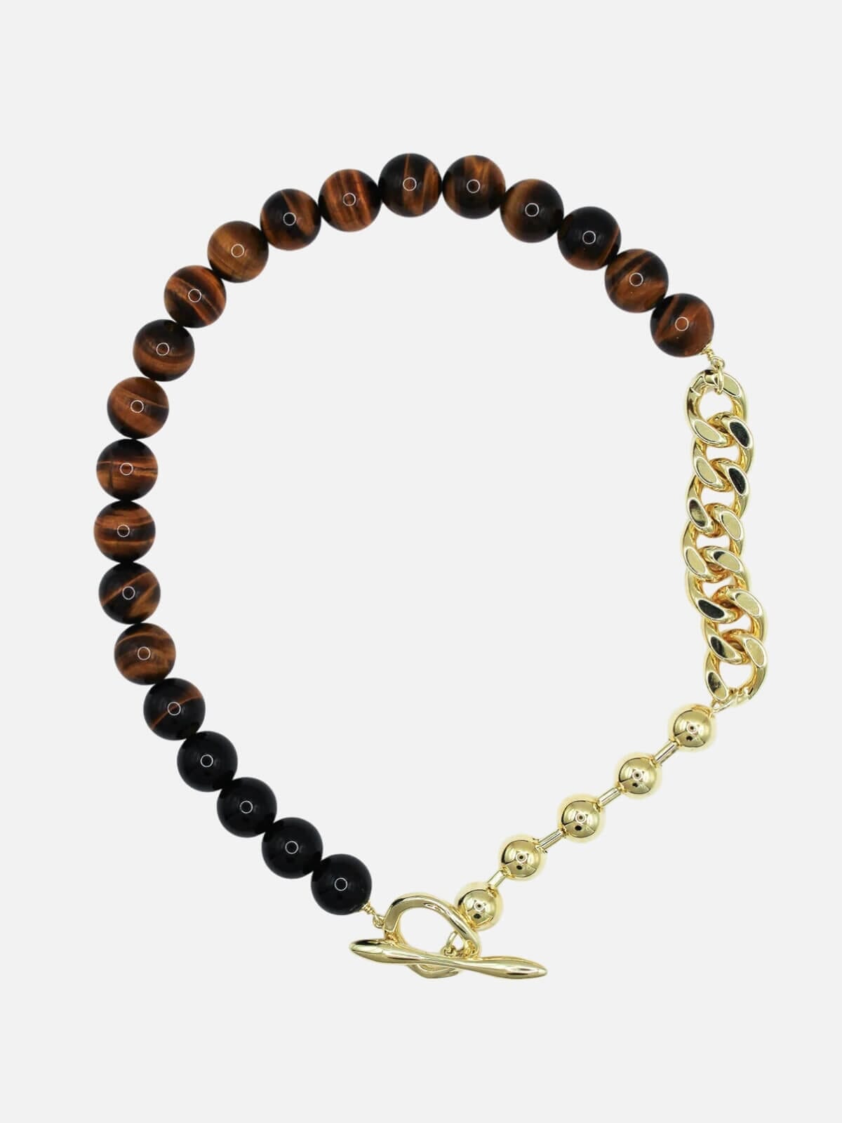 Primal Statement Necklace: Tigers Eye + Onyx Necklaces F+H Jewellery 