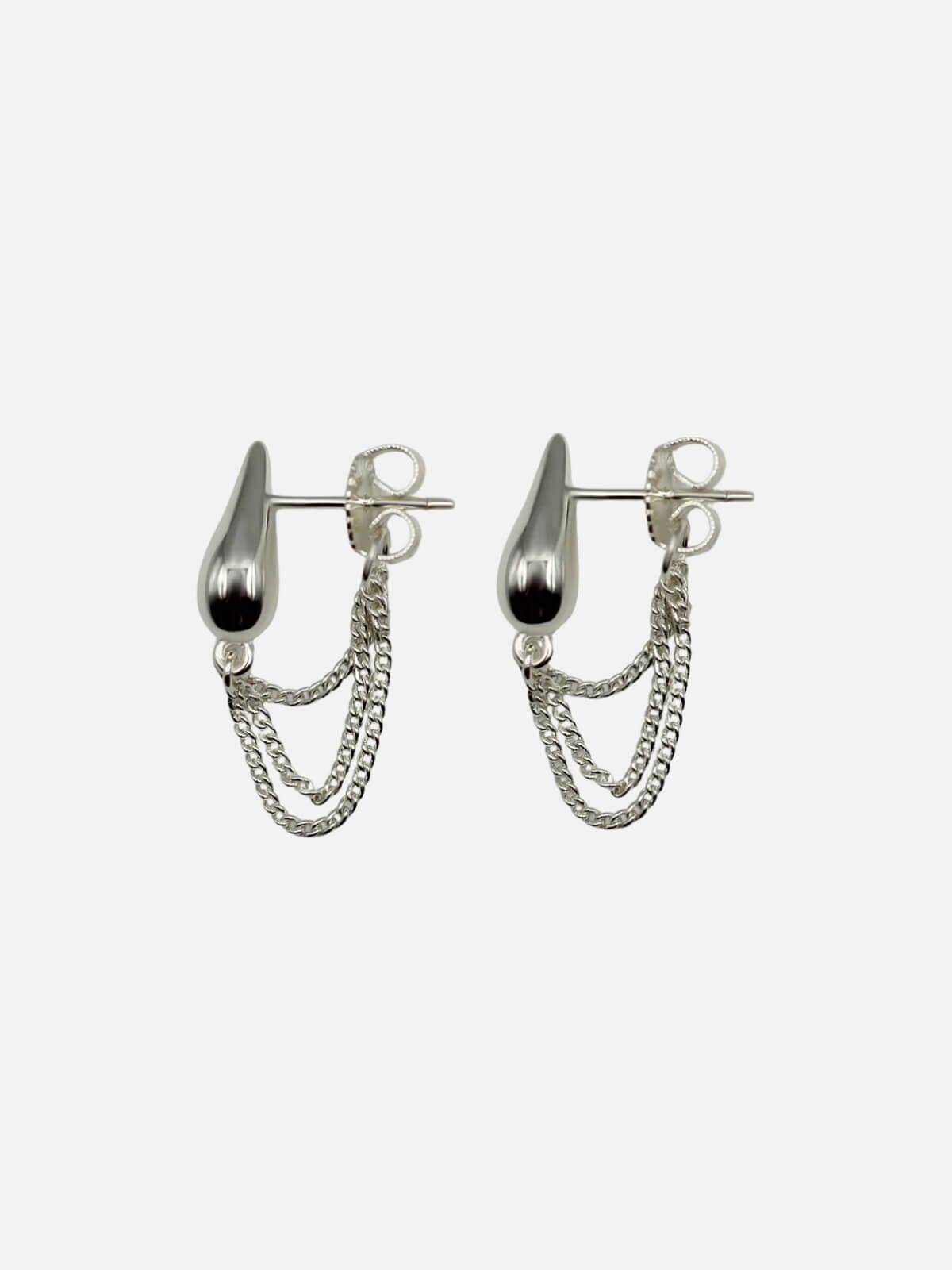 Rainfall Chain Studs: Sterling Silver Earrings F+H Jewellery 