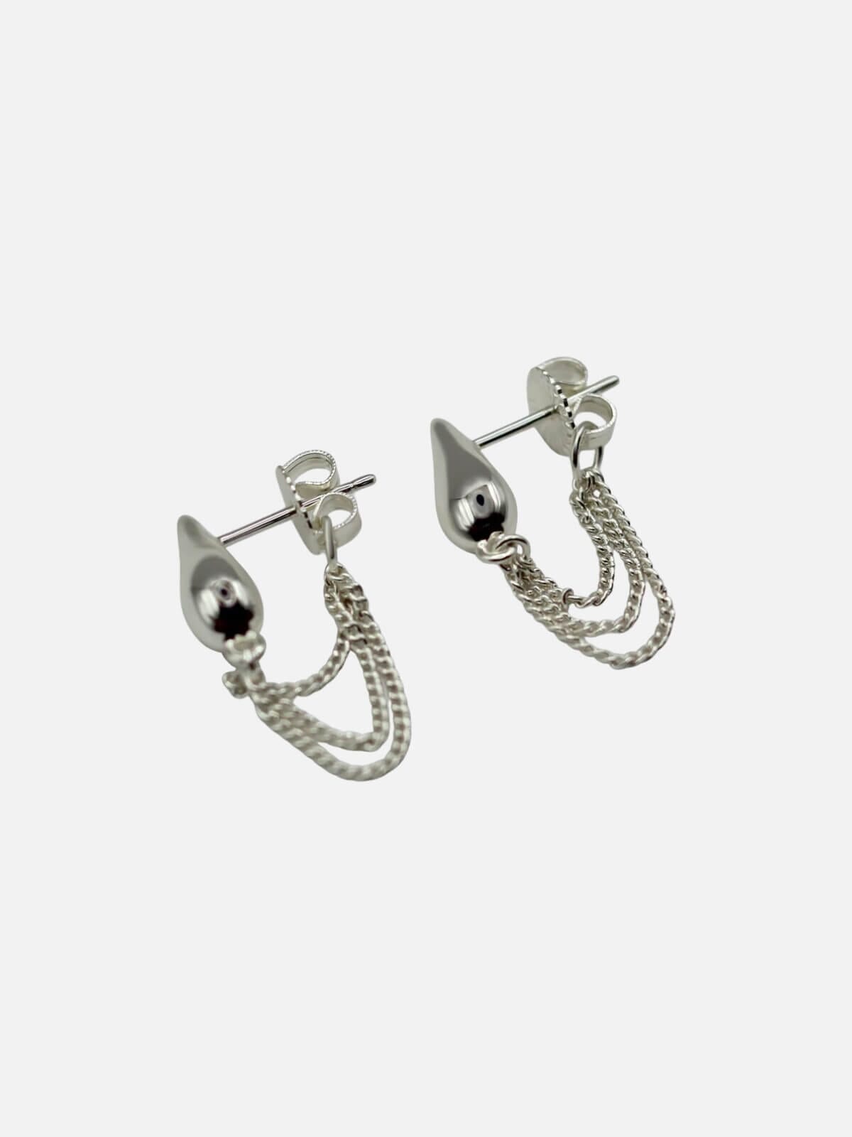 Rainfall Chain Studs: Sterling Silver Earrings F+H Jewellery 