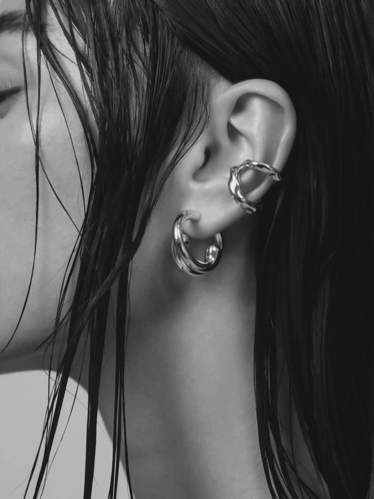 Rhapsody Double Ear Cuff: Solid Sterling Silver Earrings F+H Jewellery 