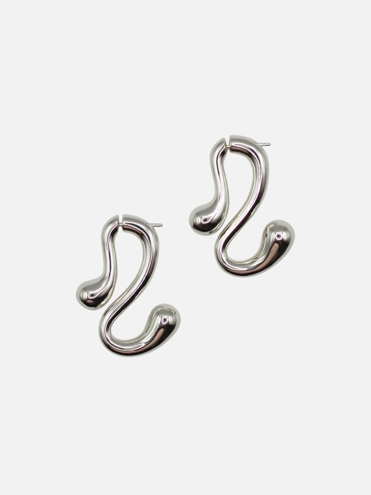 S-Bend Earrings: Brass + Sterling Silver Plating Earrings F+H Jewellery 