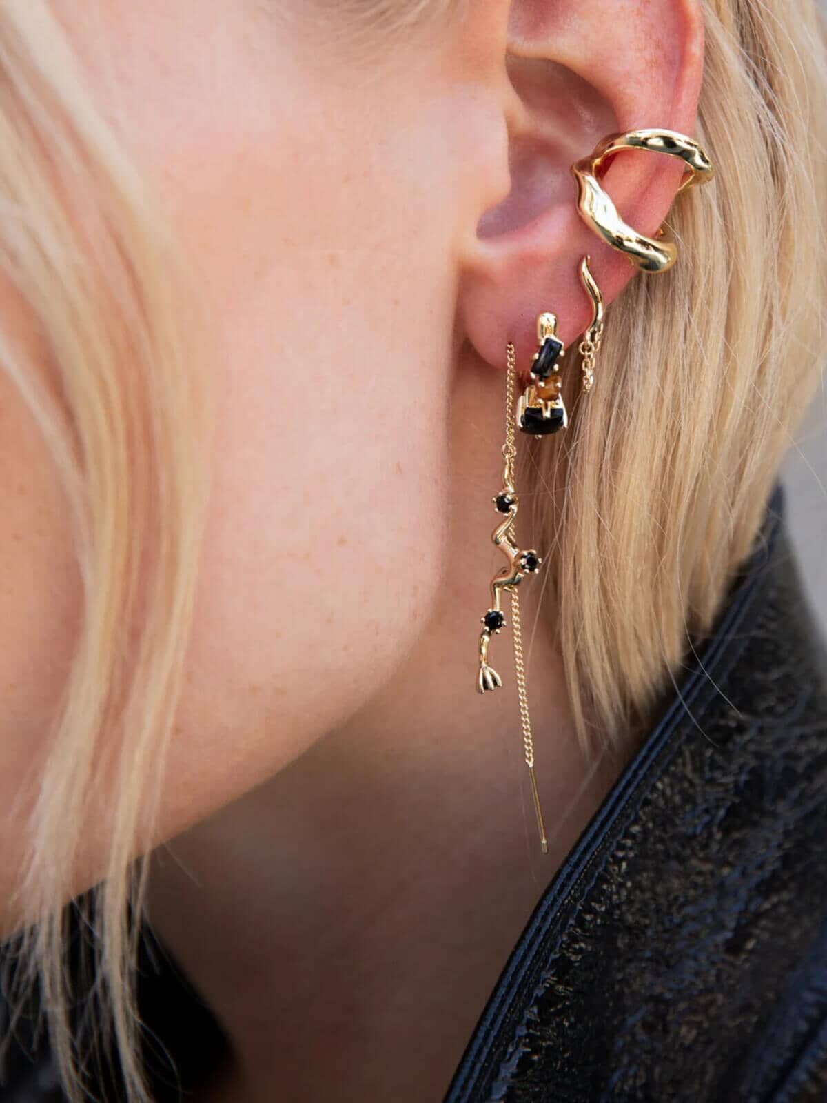 F+H | Wave Chain Stud Earrings: Brass + 18K Gold Plating | Perlu