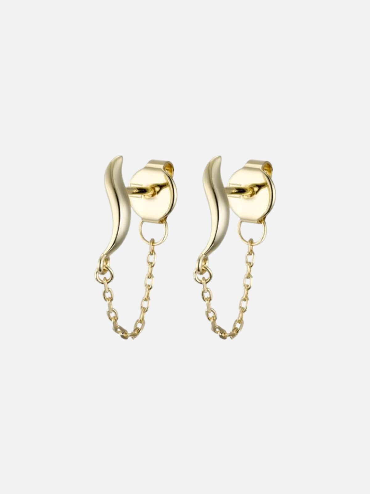 F+H | Wave Chain Stud Earrings: Brass + 18K Gold Plating | Perlu