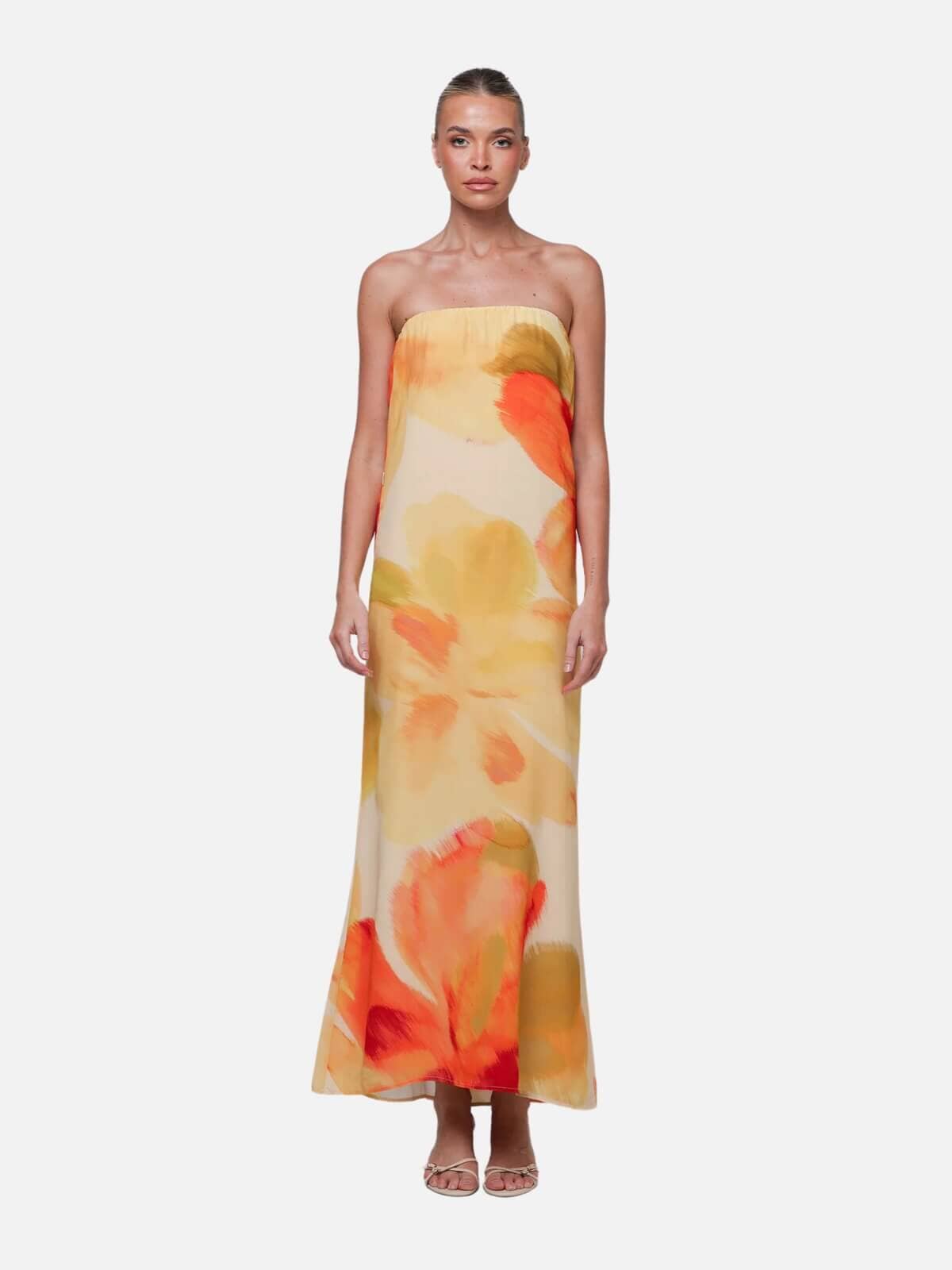 Isabelle Quinn | Abbie Strapless Maxi Dress - Marigold | Perlu