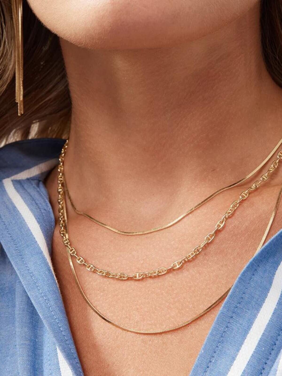 Jolie & Deen | 2 Layer Snake Chain Necklace - Gold | Perlu