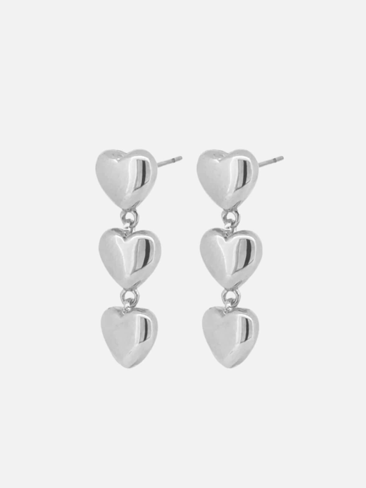 Jolie & Deen | Rheda Heart Earrings - Silver | Perlu