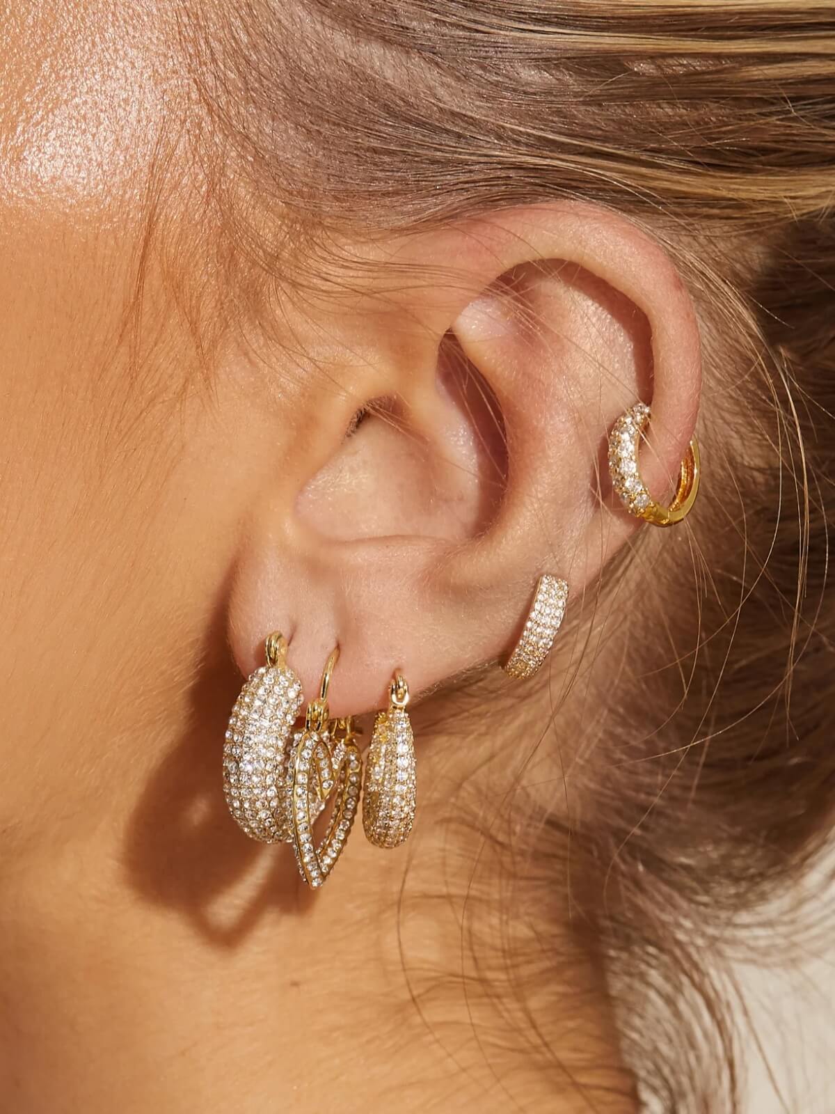 Baby Pave Huggies - Gold