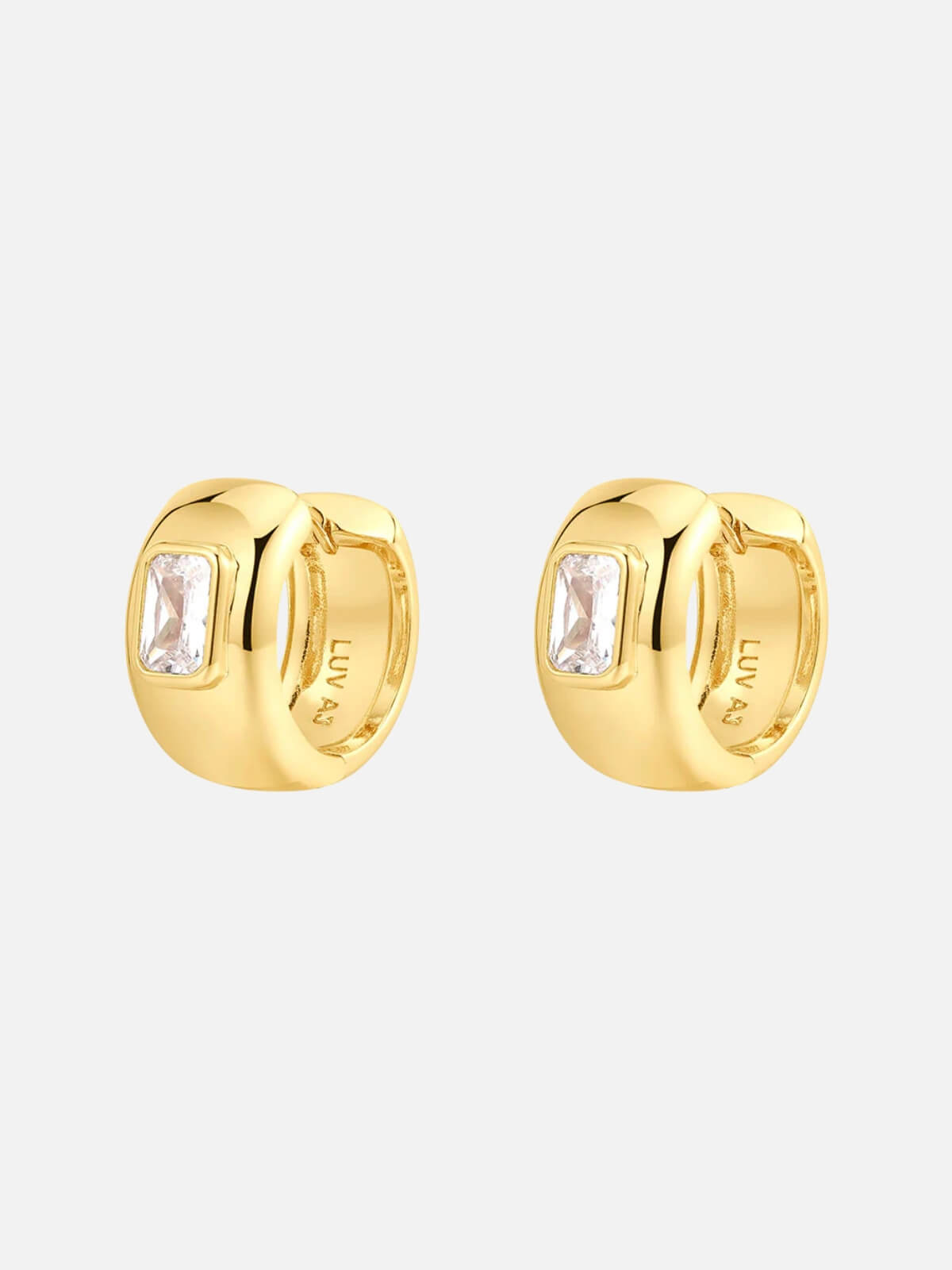 The Emerald Bezel Stone Huggies - Gold