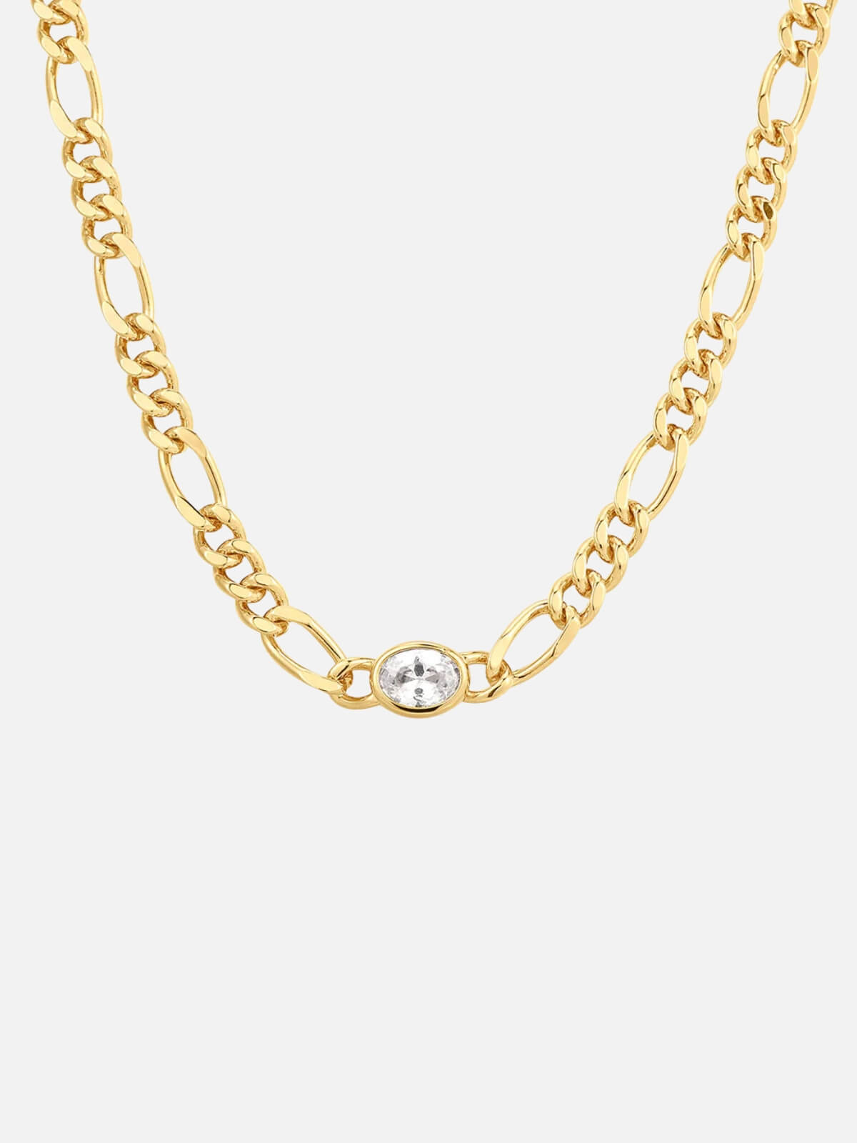 The Oval Bezel Chain Necklace - Gold