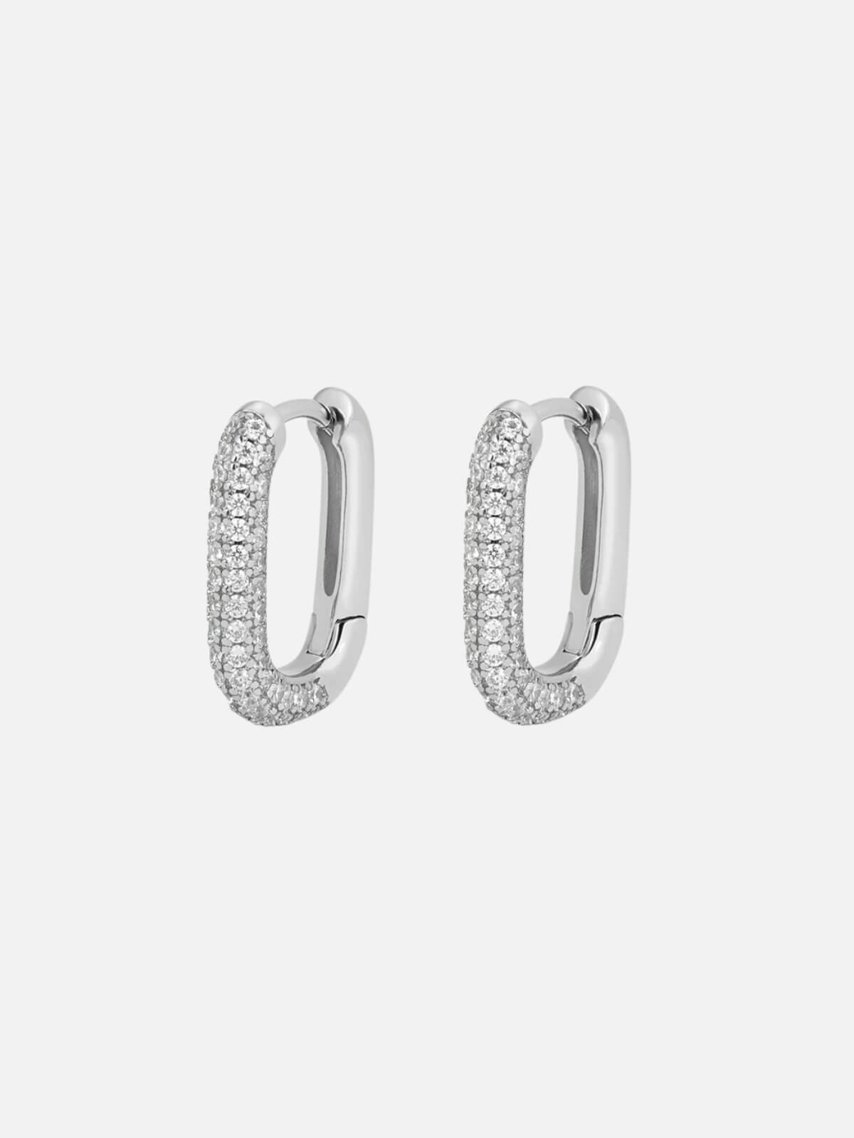 The Pave Chain Link Huggies - Silver