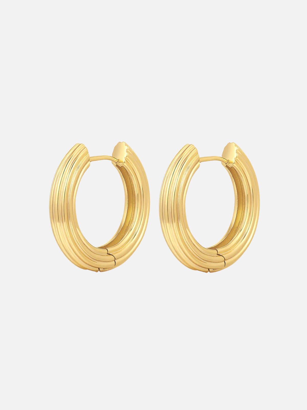 The Ridged Amalfi Hinge Hoops - Gold