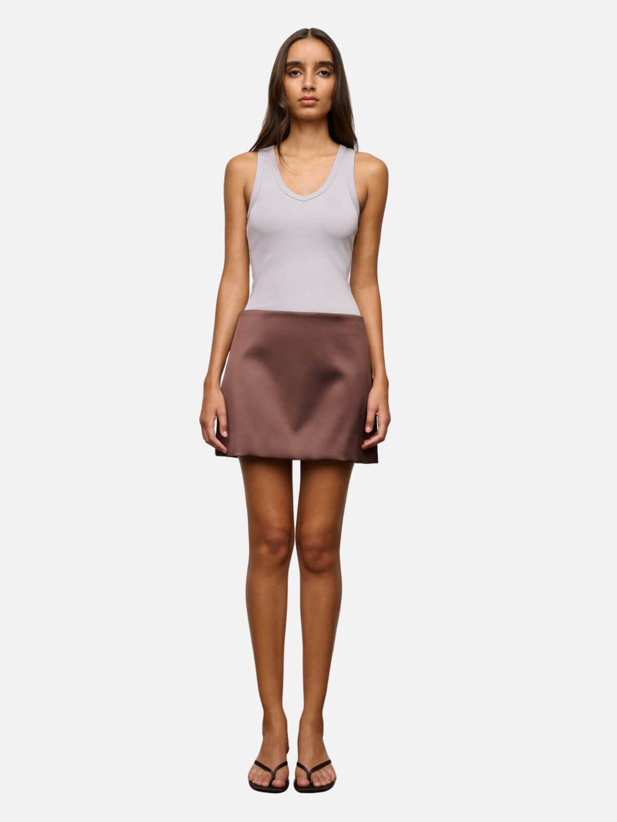 One Of Others | Everly Mini Skirt - Cacao | Perlu