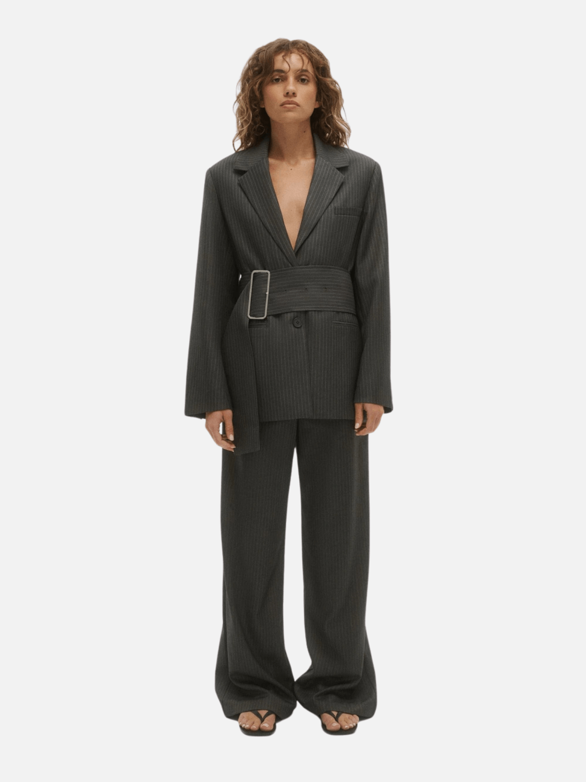 Margot Pant - Grey Pinstripe