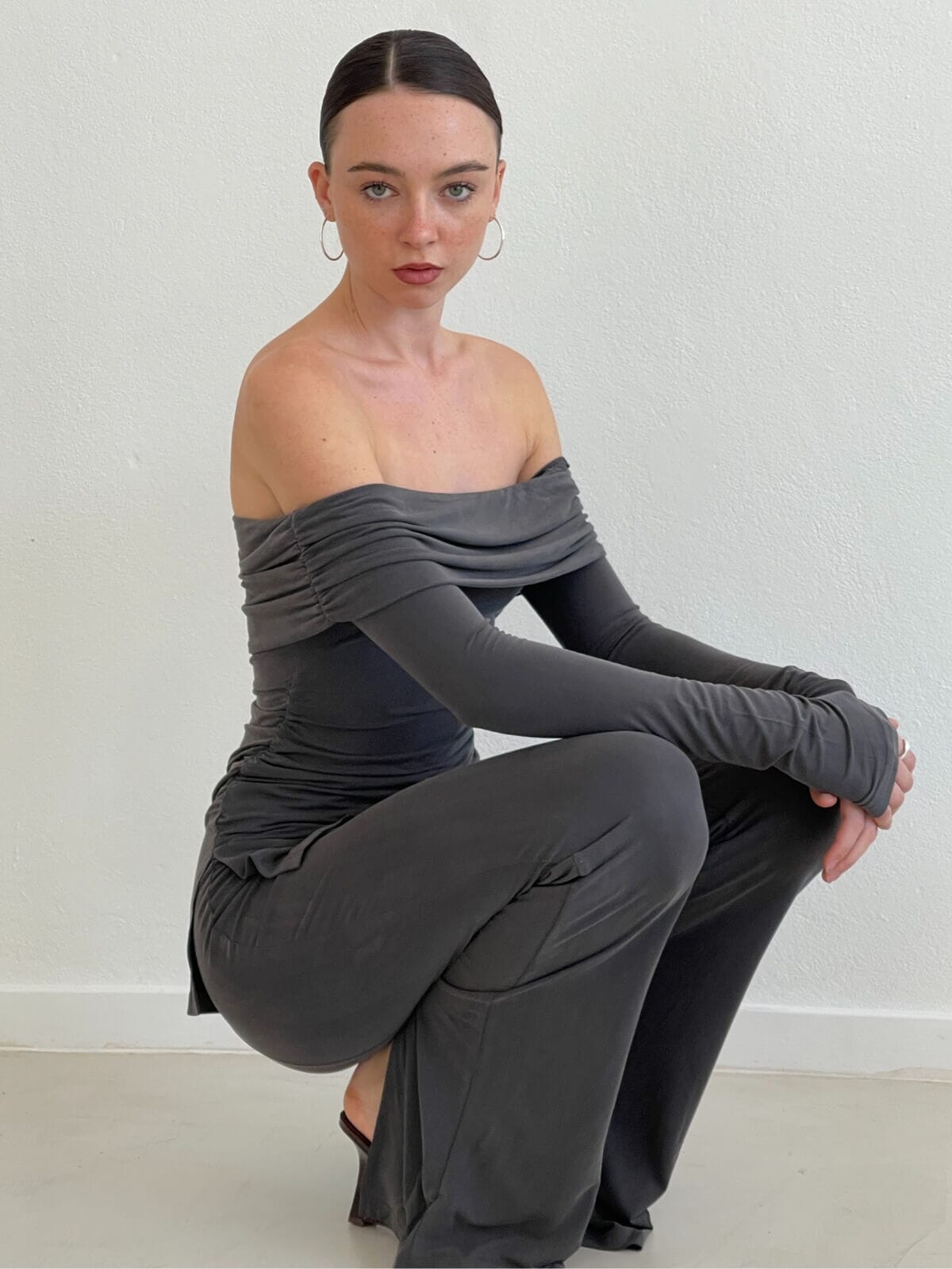 Else Jersey Top - Charcoal Tops Ownley 