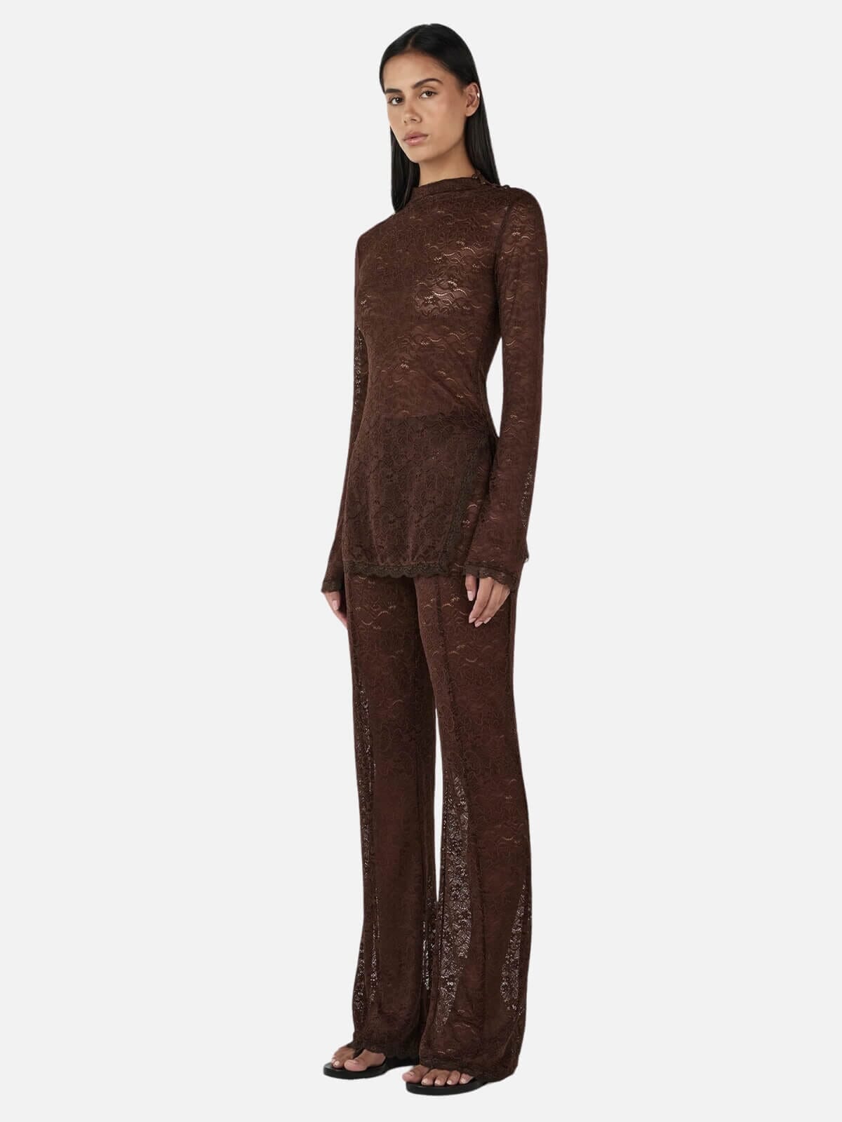 Evangeline Lace Pant - Chocolate Pants Ownley 