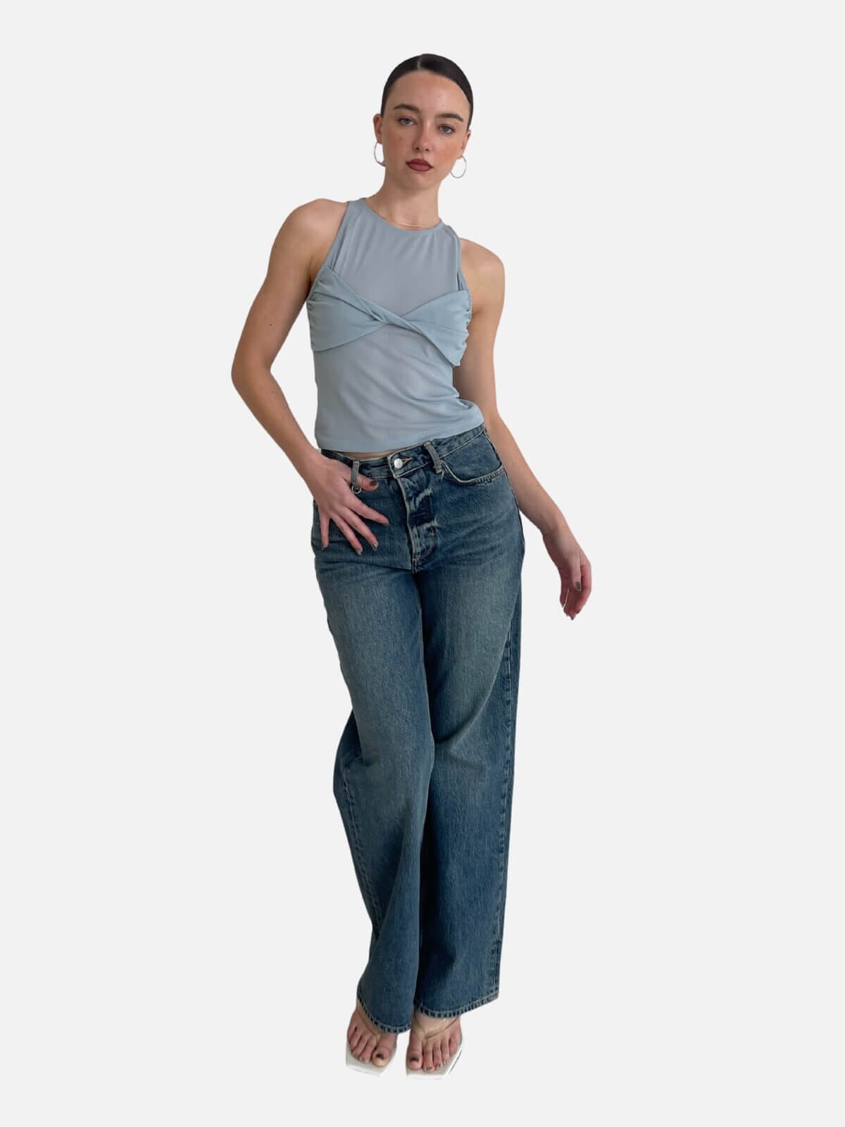 Halsey Mesh Top - Blue Tops Ownley 