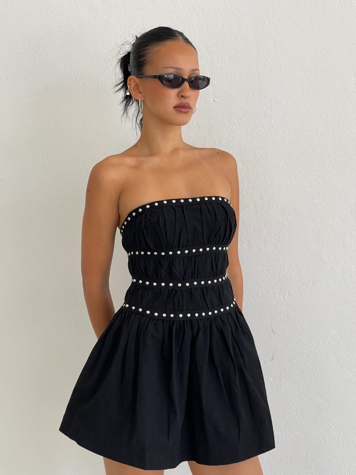 Jenny Studded Mini Dress - Black