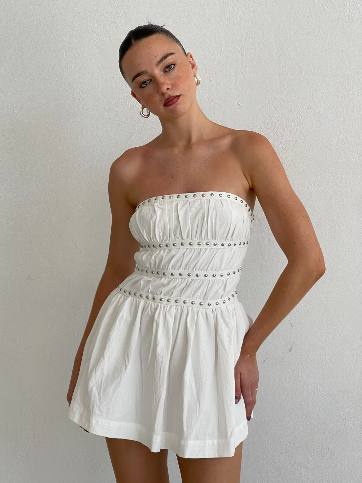 Jenny Studded Mini Dress - Ivory