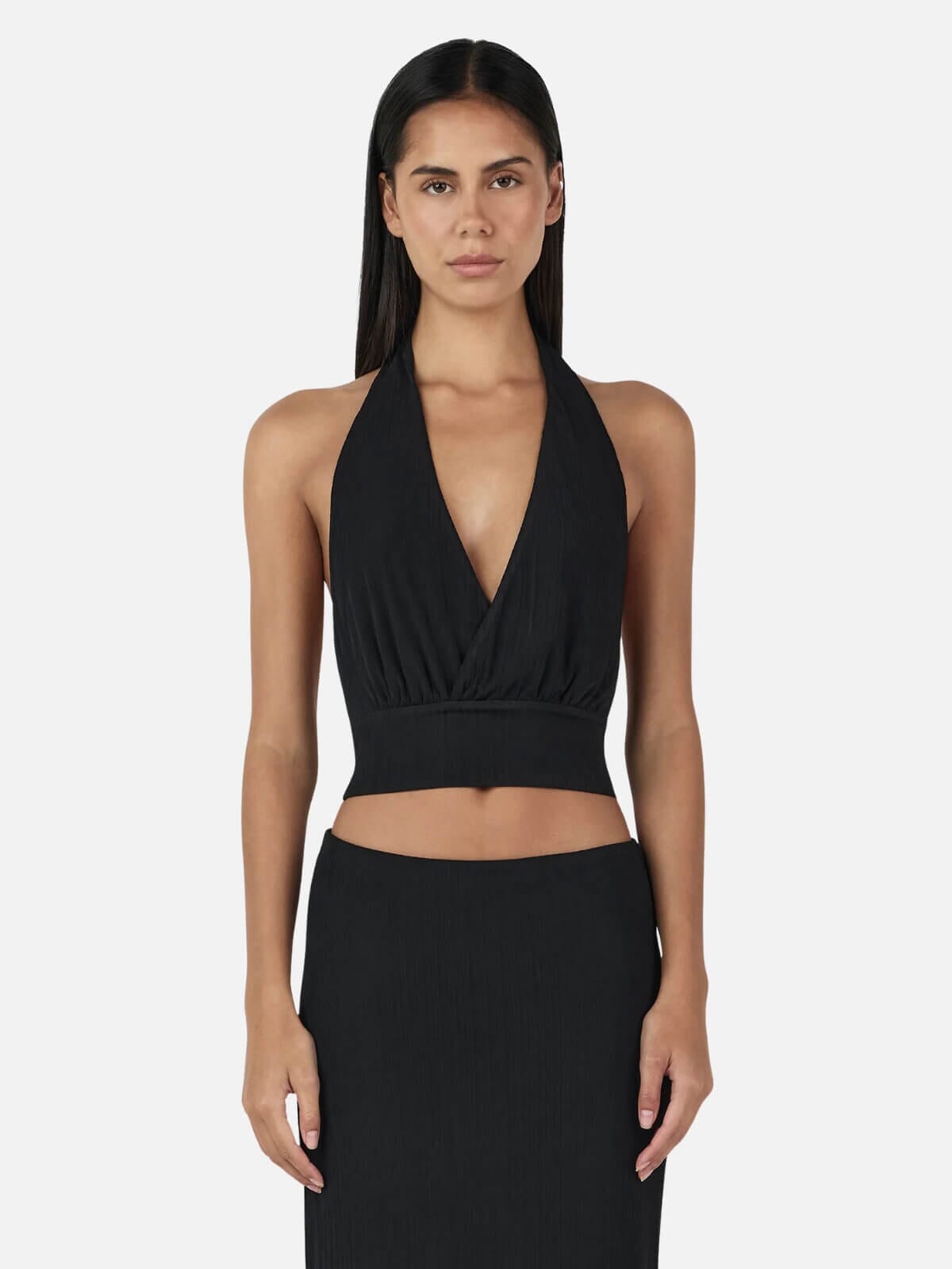 Ownley | Kiana Halter Top - Black | Perlu