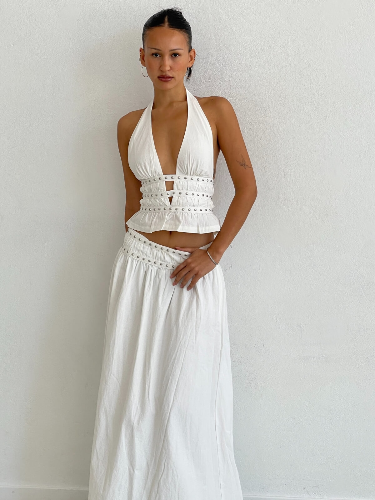 Mavis Studded Top -  Ivory