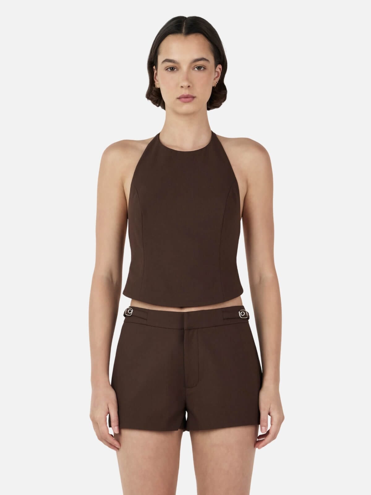 Ownley | Mina Halter Top - Chocolate | Perlu