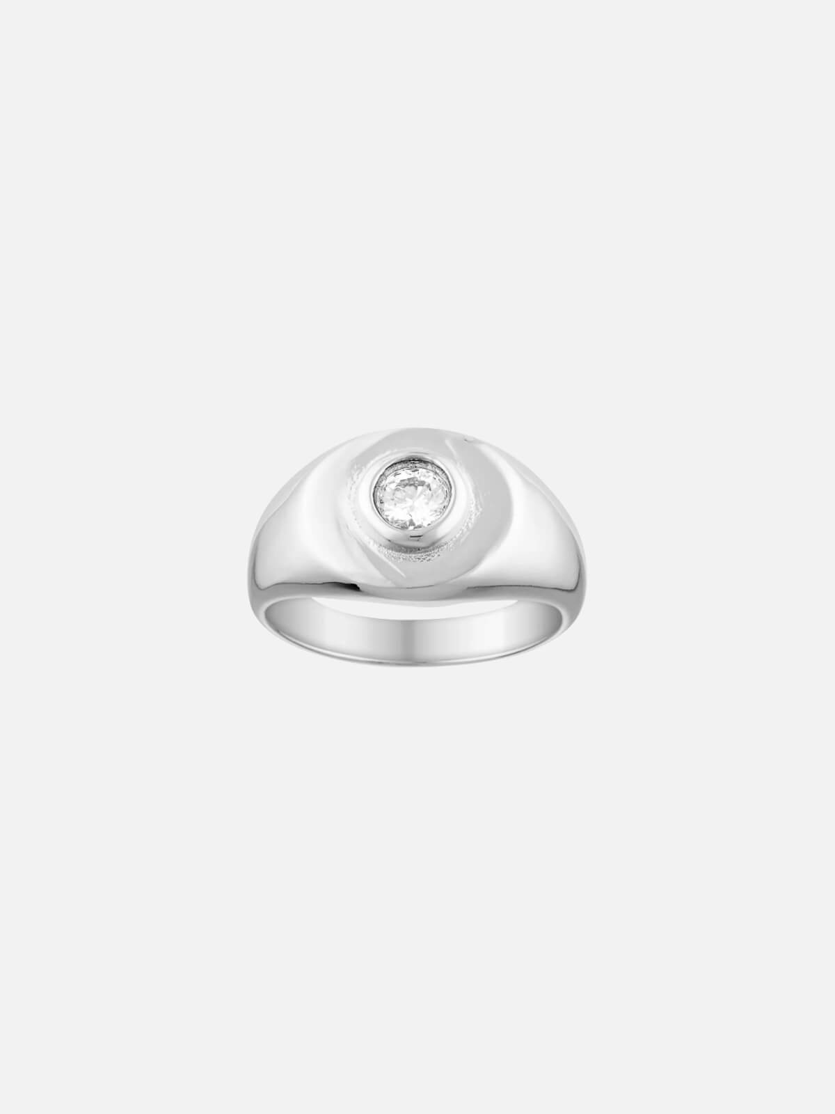 Heritage Signet Ring - White Gold/Clear