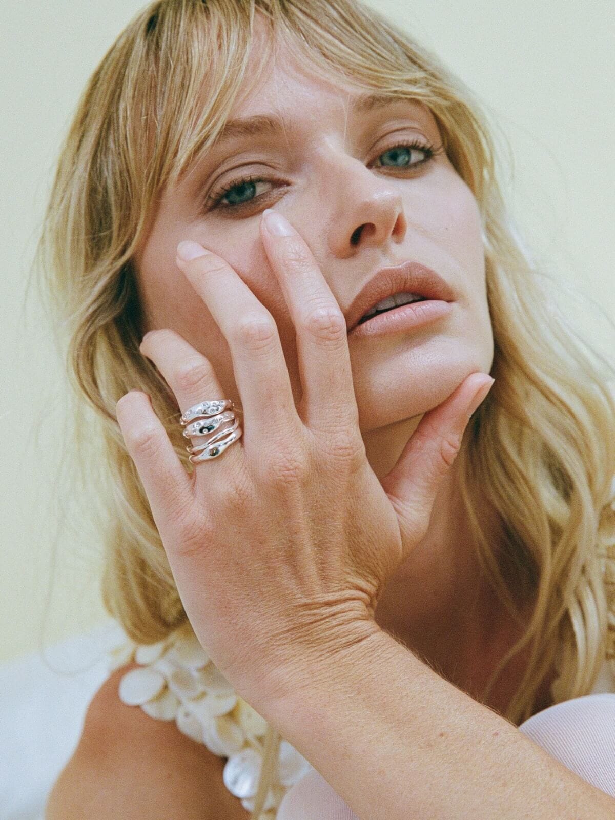 Mali Ring Set - White Gold/Clear Rings Porter 