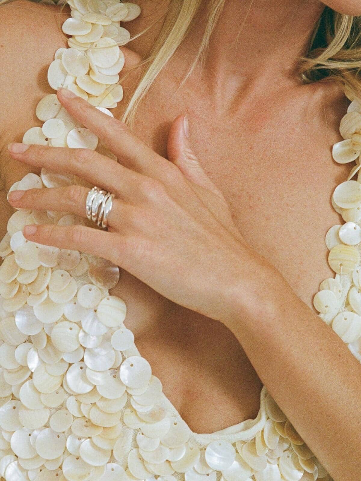 Wave Ring Set - White Gold Rings Porter 