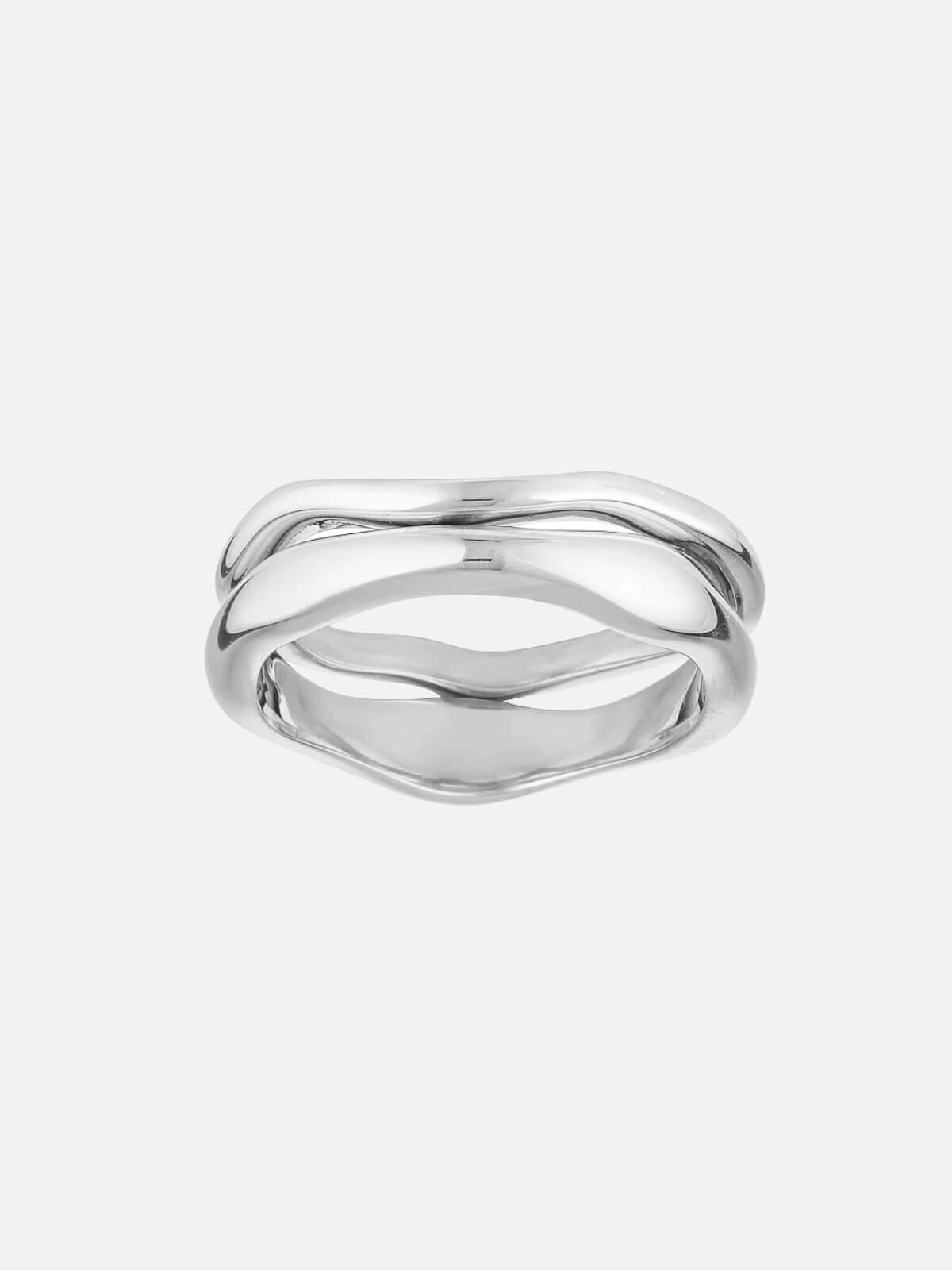 Porter | Wave Ring Set - White Gold | Perlu